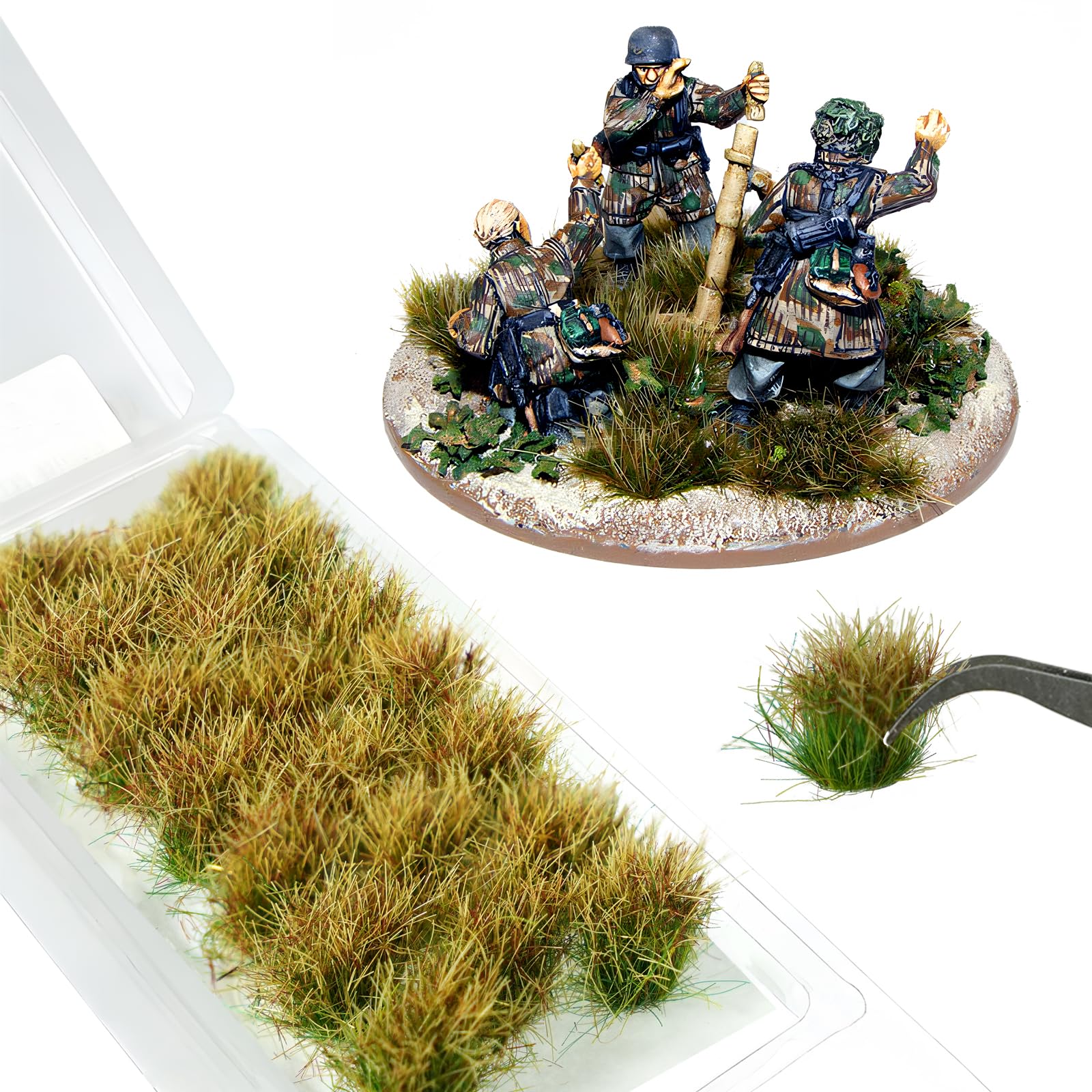 20 Pcs Static Grass Bushy Tufts Lowland Shrubs Model Kit Scenery Model DIY Miniature for Train Landscape Railroad Scenery Sand Military Layout Model War Gaming Terrain(Autumn Brown)