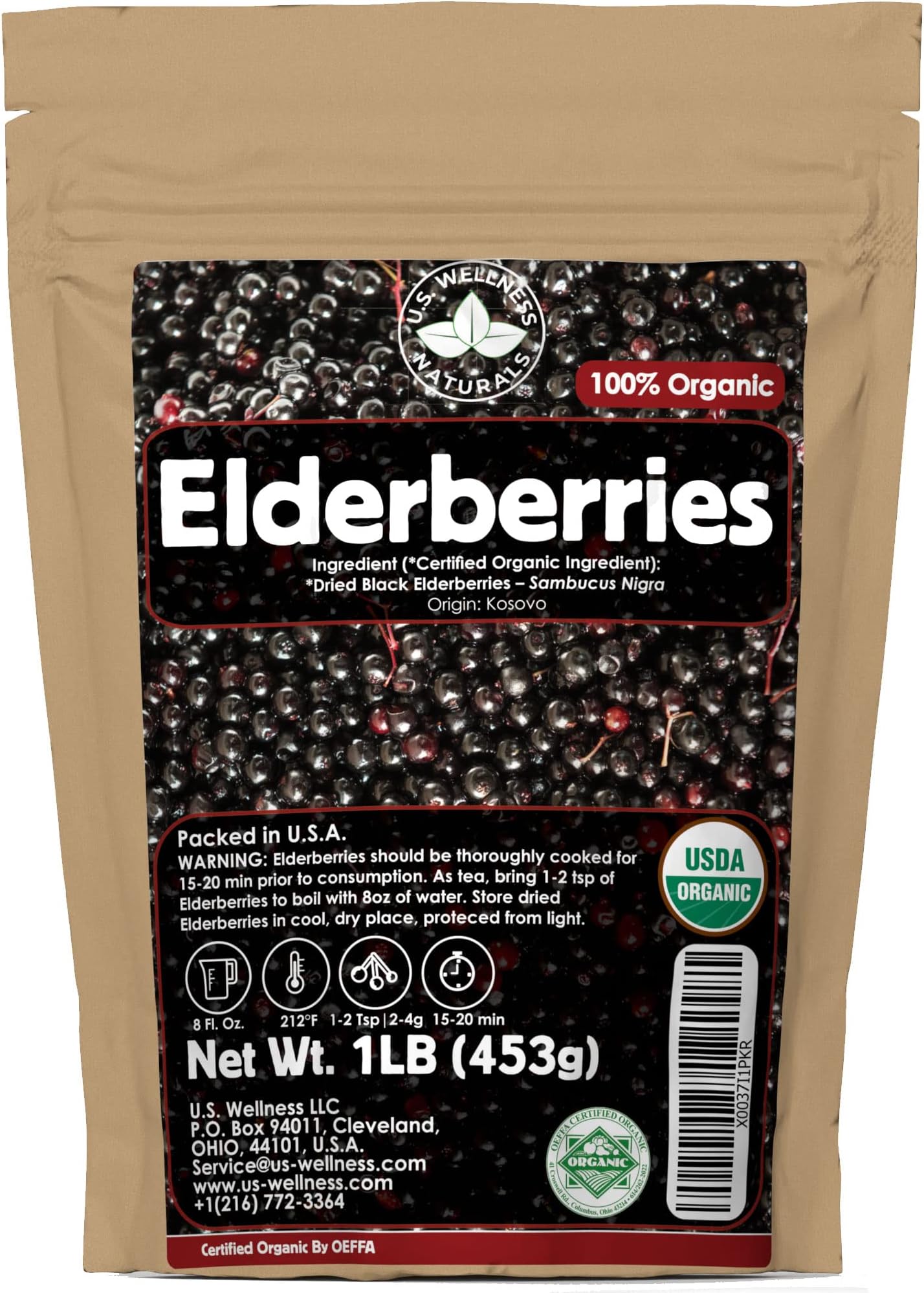 Elderberries 1lb (REAL WILD HARVEST) 100 USDA
