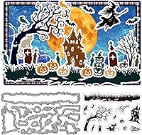 Vista 9 de ORIGACH Autumn Harvest - Juego de sellos y troqueles transparentes, espantapájaros de calabaza otoñal, sellos de silicona y troquelado de metal