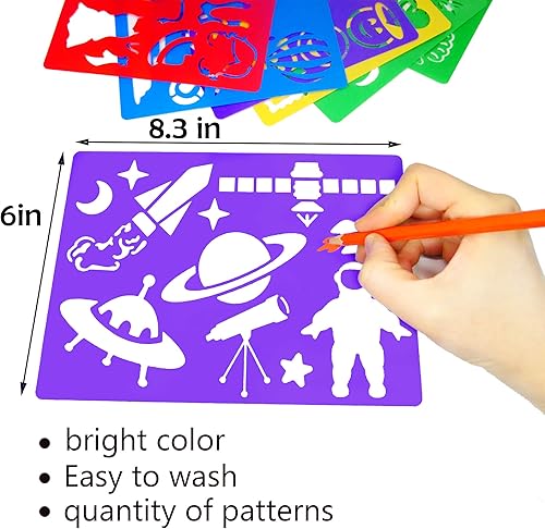 Miniatura 4 de Juego de plantillas de dibujo para niños, 20 piezas, kit de plantillas de plástico, más de 300 patrones, plantillas de dibujo para niñas y niños,