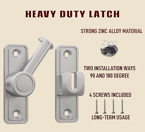 Miniatura 4 de Pestillo de privacidad para puerta de granero, cerradura deslizante oscilante de 90180, aleación de zinc, adhesivo o montaje de tornillo, uso