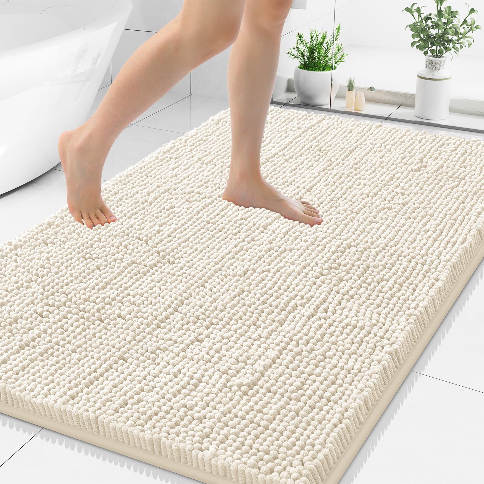 Smiry Bathroom Rugs 44X32, Luxury Chenille Extra Soft Absorbent Bath Mat
