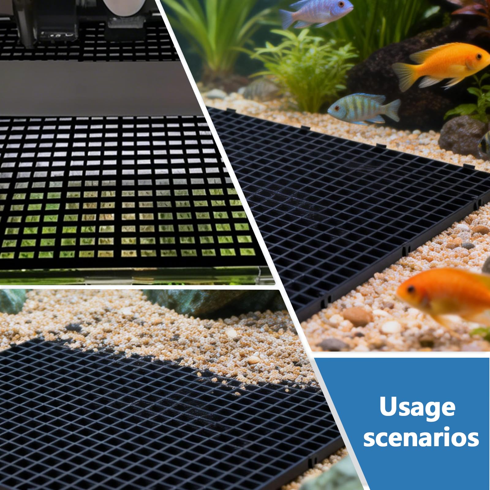 BORDEAG Divisori per Acquario,10 Pezzi 30 * 30CM Griglia per Acquario in Plastica con 20 Staffe E 50 Fascette,Griglia Divisoria per Acquario,Separatore per Acquario per Filtrazione E Protezione