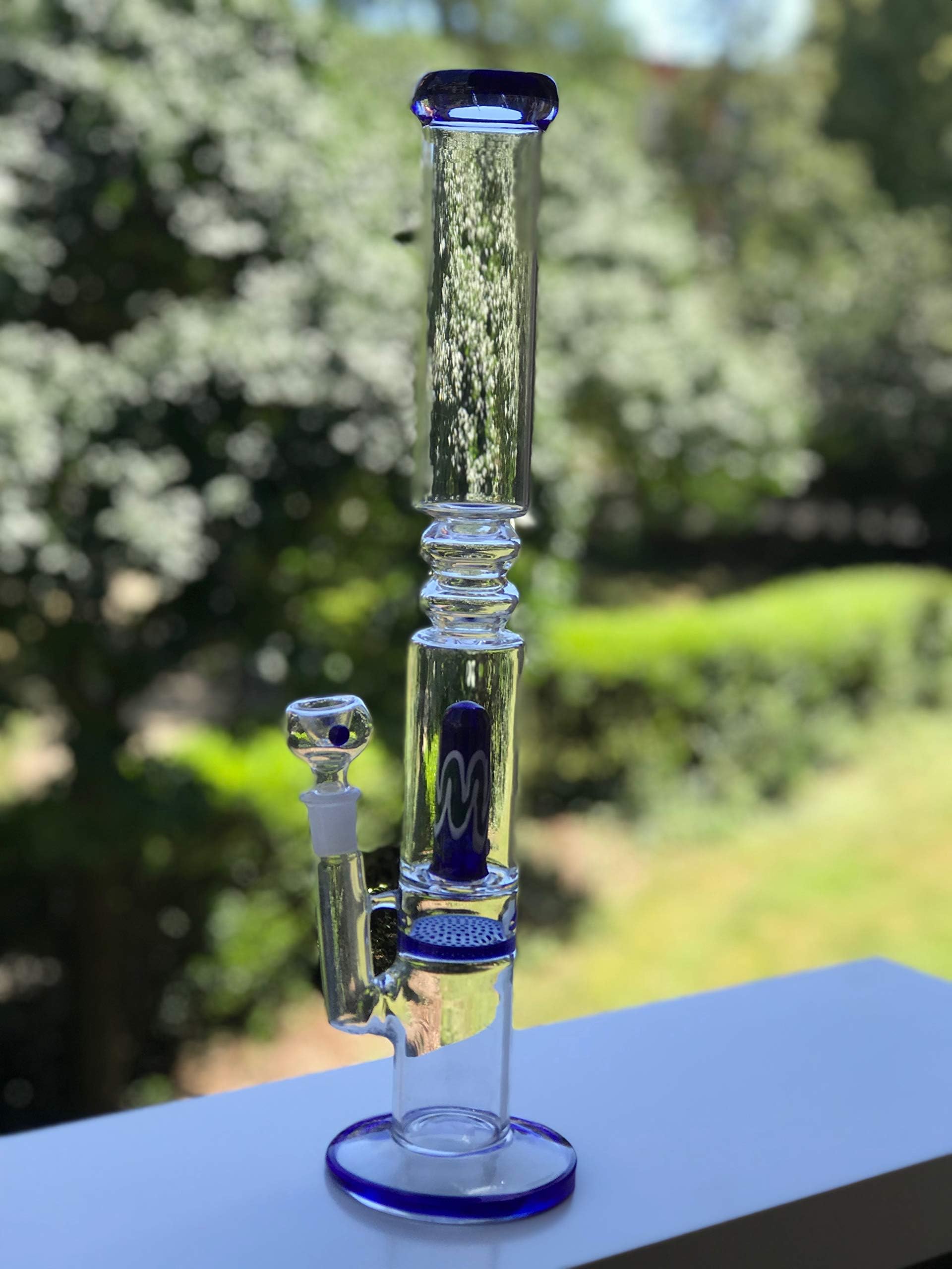 Funky Gear Percolator Glass Tube for Smoking - Carefully Handcrafted Tube - Strong Glass Smoking Tube with Filter - Exquiste and Attractive Finish - Easy to Use - 43.5 cm / 17.13 Inches, White