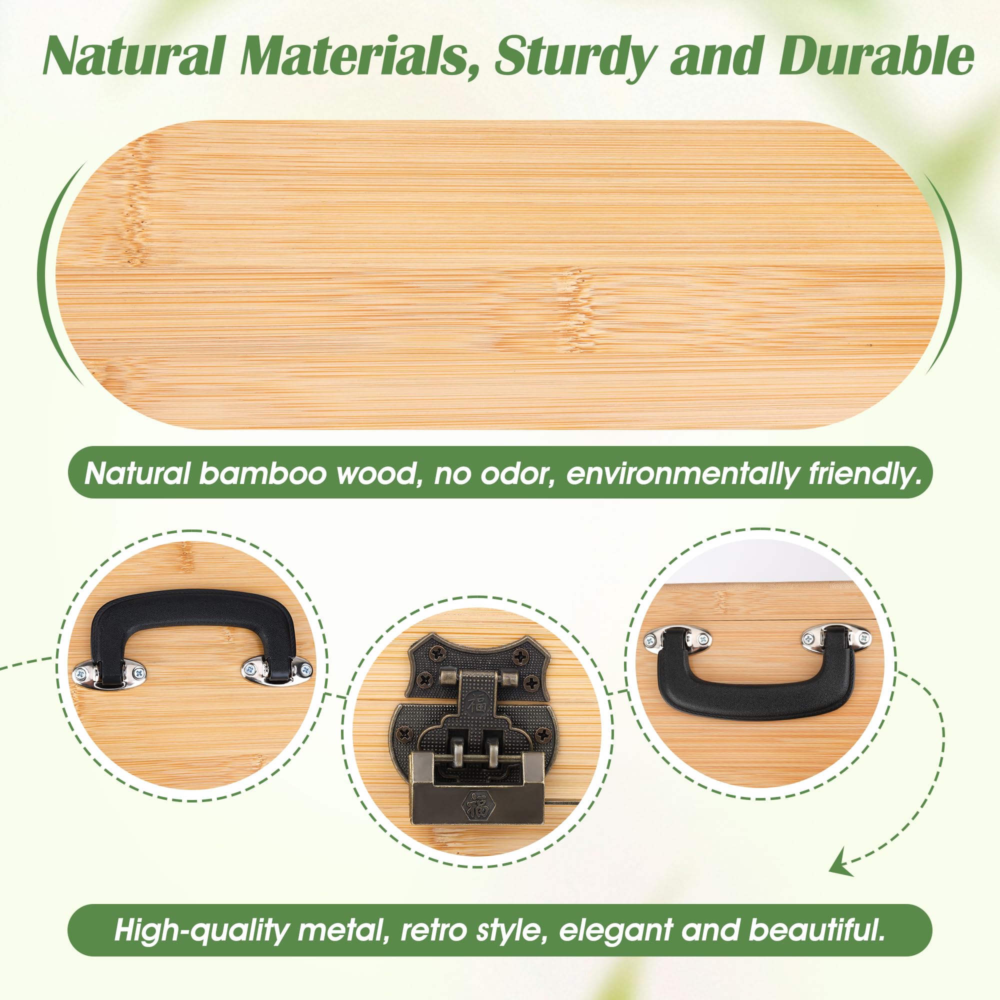 Luxiv Boîte d'économie de graines de bambou, boîte de rangement de graines en bois avec couvercle, bac à graines de jardin en bois avec serrure, 3 poignées, 30 sacs à semences, 30 étiquettes pour