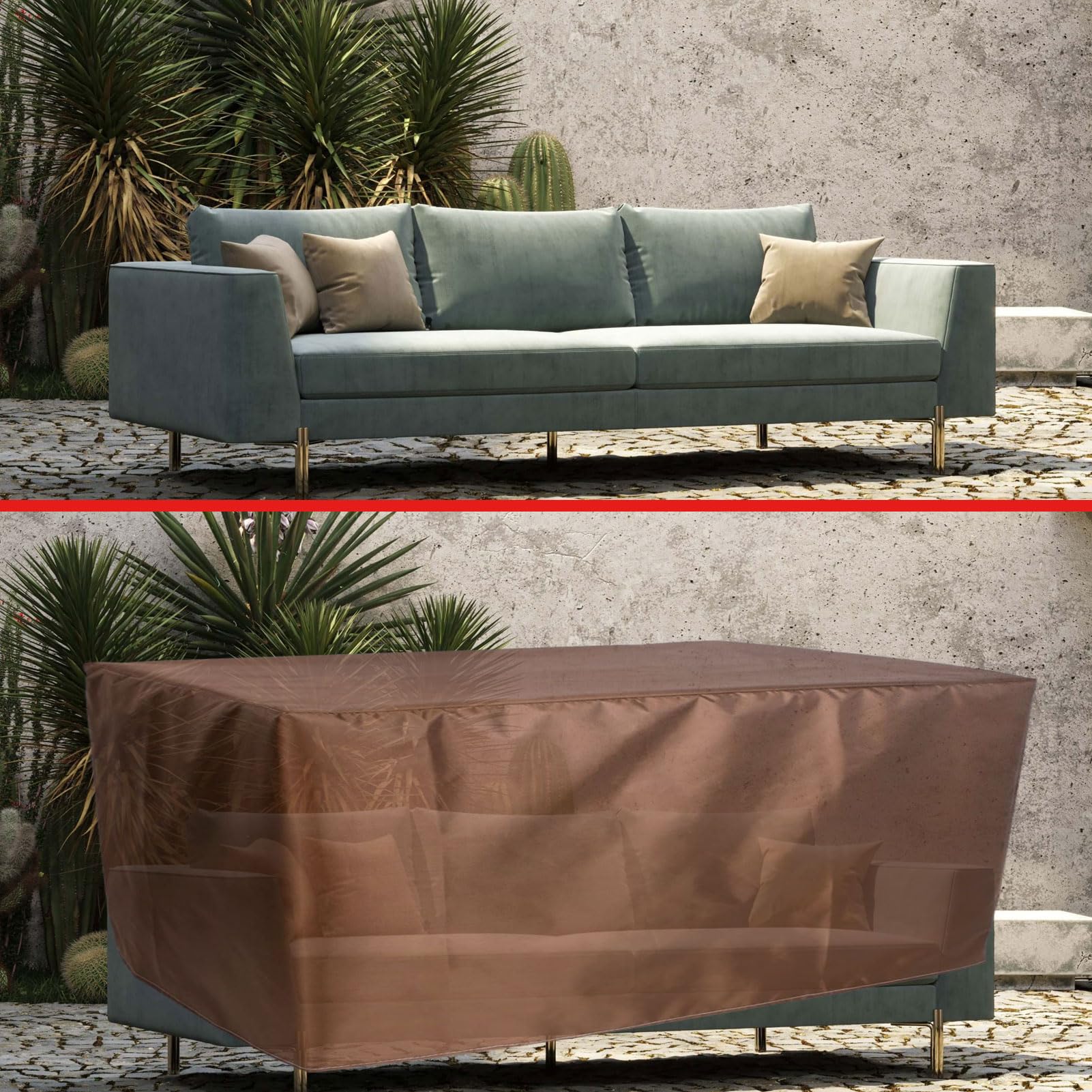 Kikcoin Terrassenmöbel-Abdeckung Rechteckig – 279x213x71 Cm, Wasserdicht, UV-beständig, Mit Schnallen & Lüftungsschlitzen
