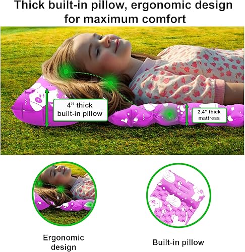 Miniatura 5 de Colchoneta inflable para niños, niños pequeños y jóvenes  Colchón de aire con bomba integrada, tapete de dormir ultraligero de 5 pies 5 pulgadas con