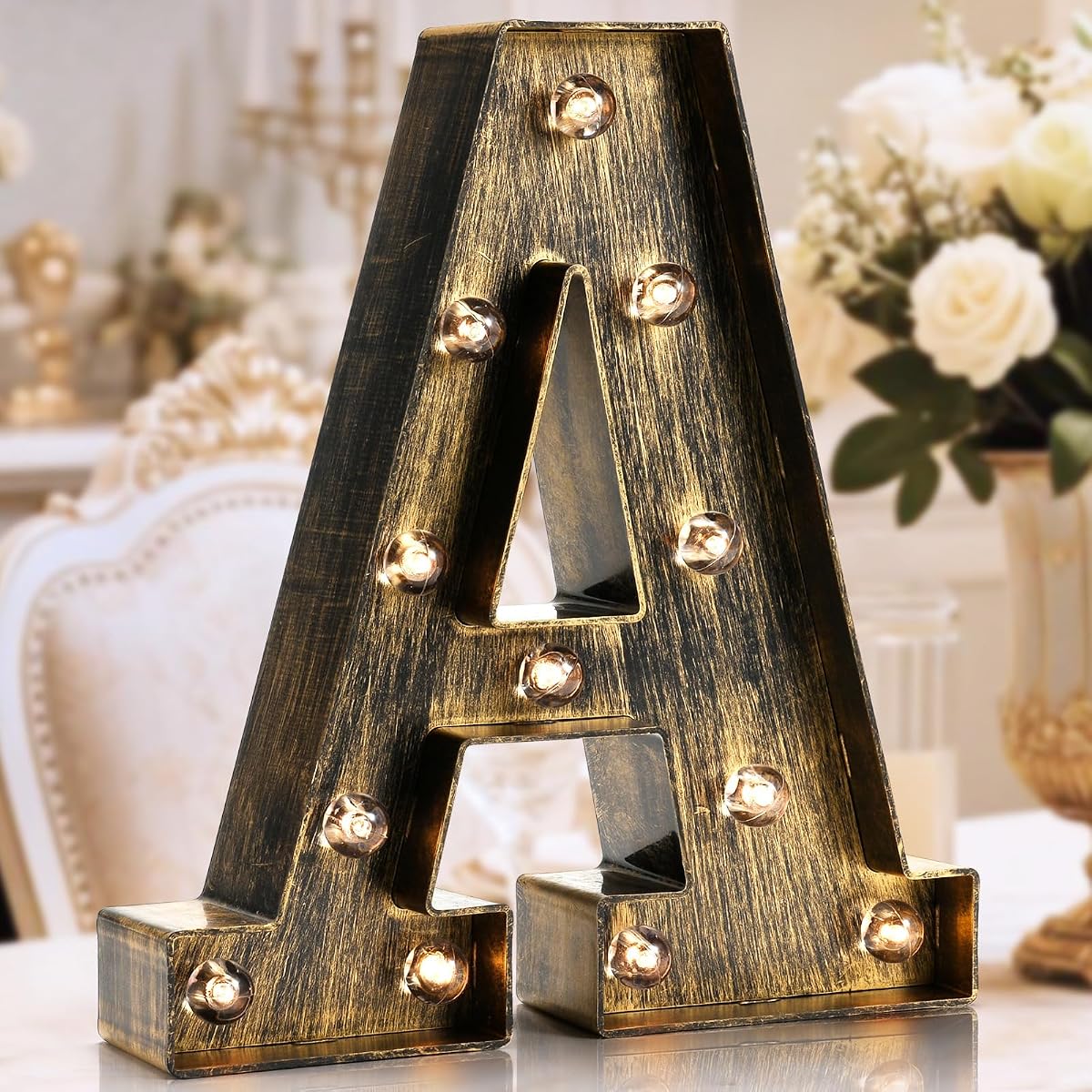 OYCBUZO Golden Black Led Marquee Letter