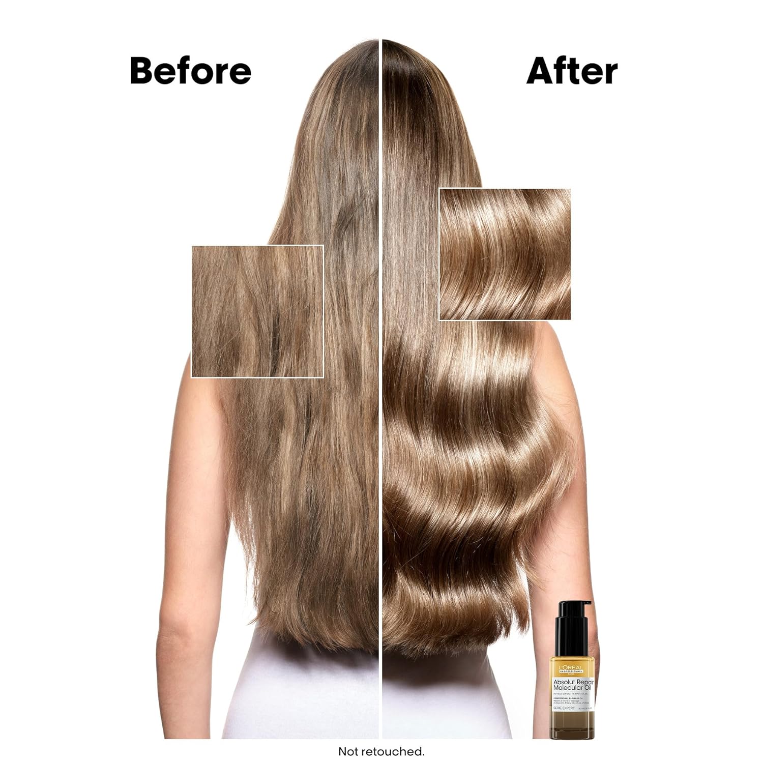L'Oréal Professionnel Paris Absolut Repair Molecular High Shine Hair Oil – Lightweight Fast-Absorbing Bi-phase Oil, Repairs 2 Years Hair Damage, 100 Hours Hair Shine, Anti-Frizz - Image 2