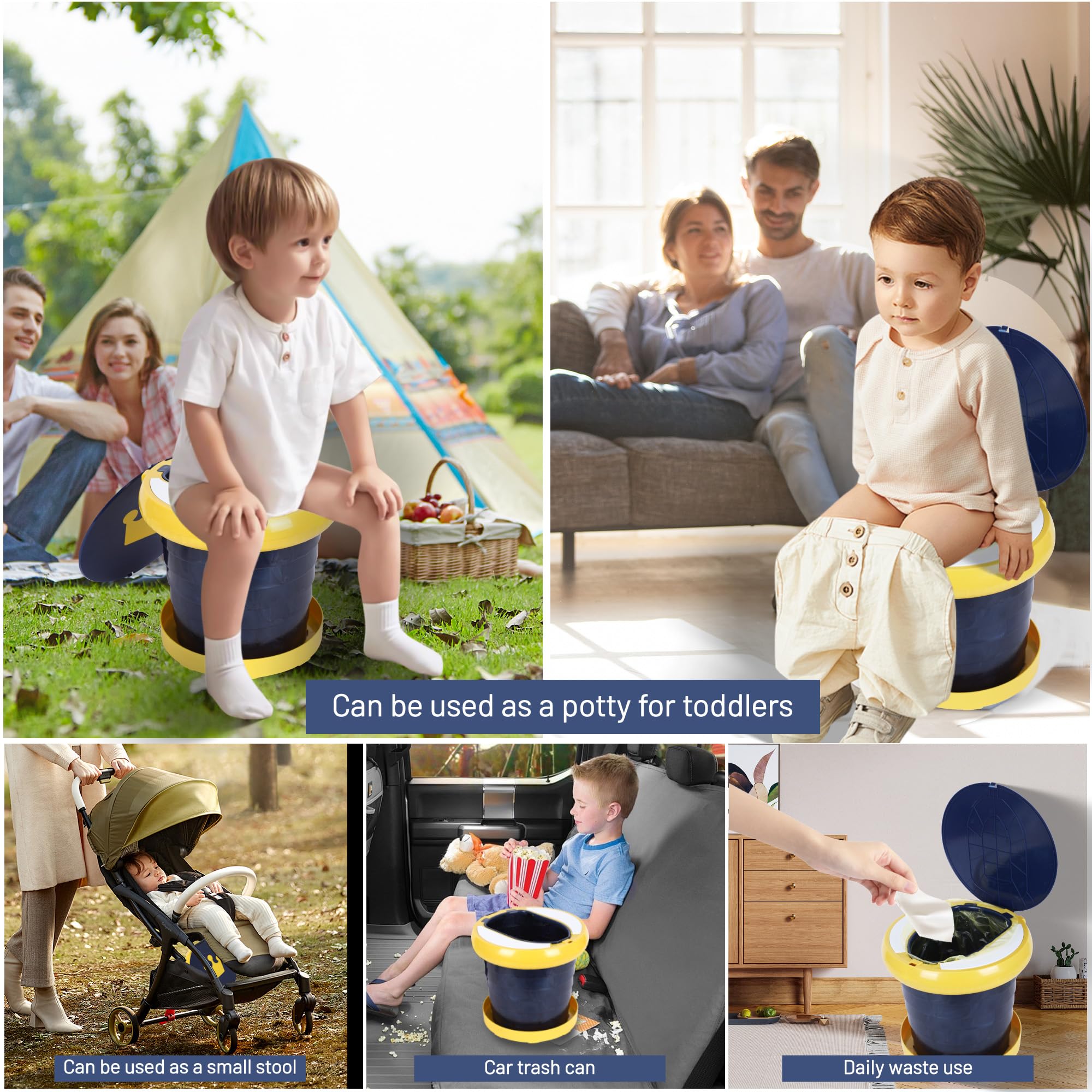 Orinal portátil, asiento plegable para viajes de niños, asiento de inodoro de entrenamiento para niños pequeños, inodoro de emergencia, orinal portátil para viajes de niños, para coche, camping, al