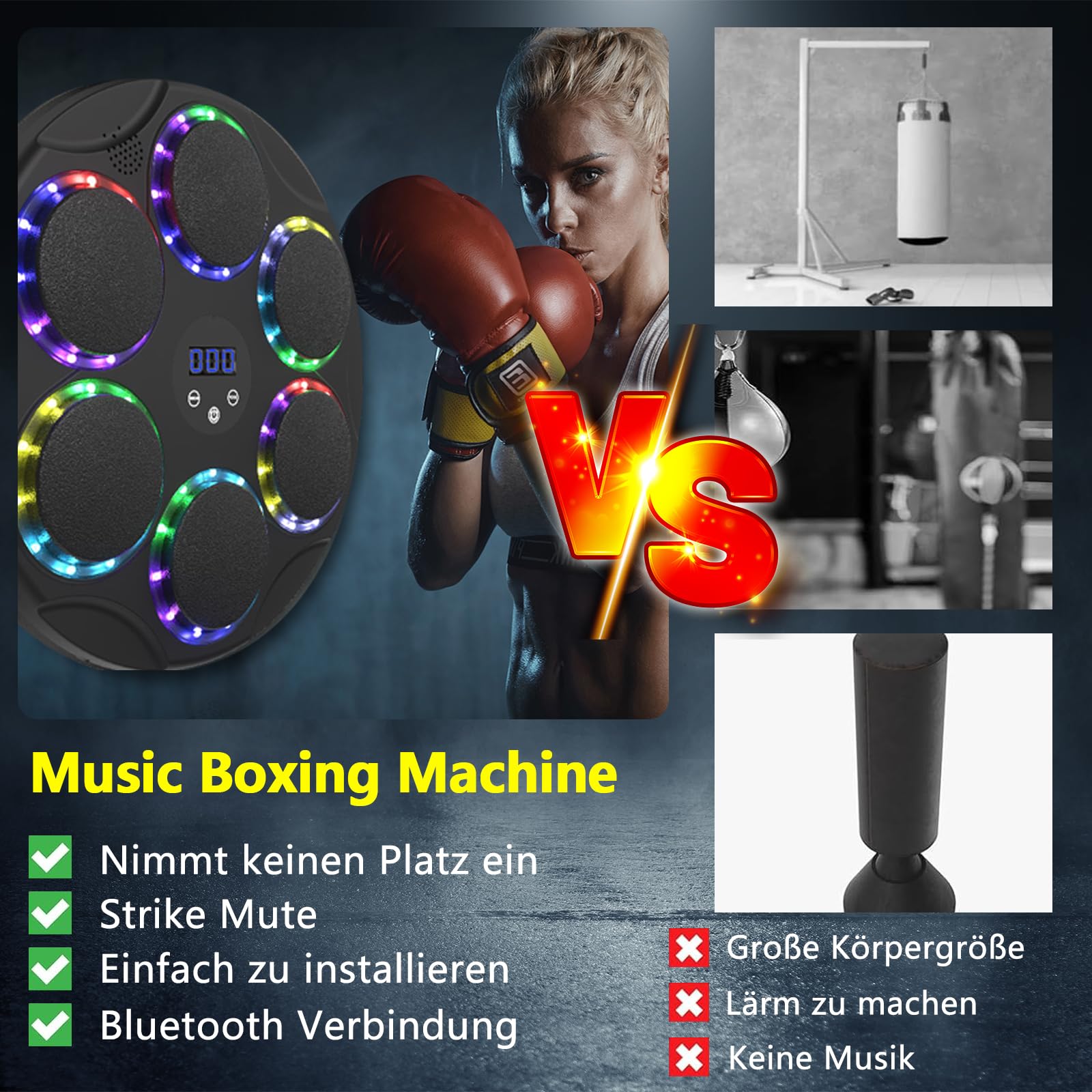Musik Boxmaschine, Farbenfroher, an der Wand montierter, intelligenter, Box Musik Trainingsmaschine für Zuhause und das Fitnessstudio Erwachsene und Kinder