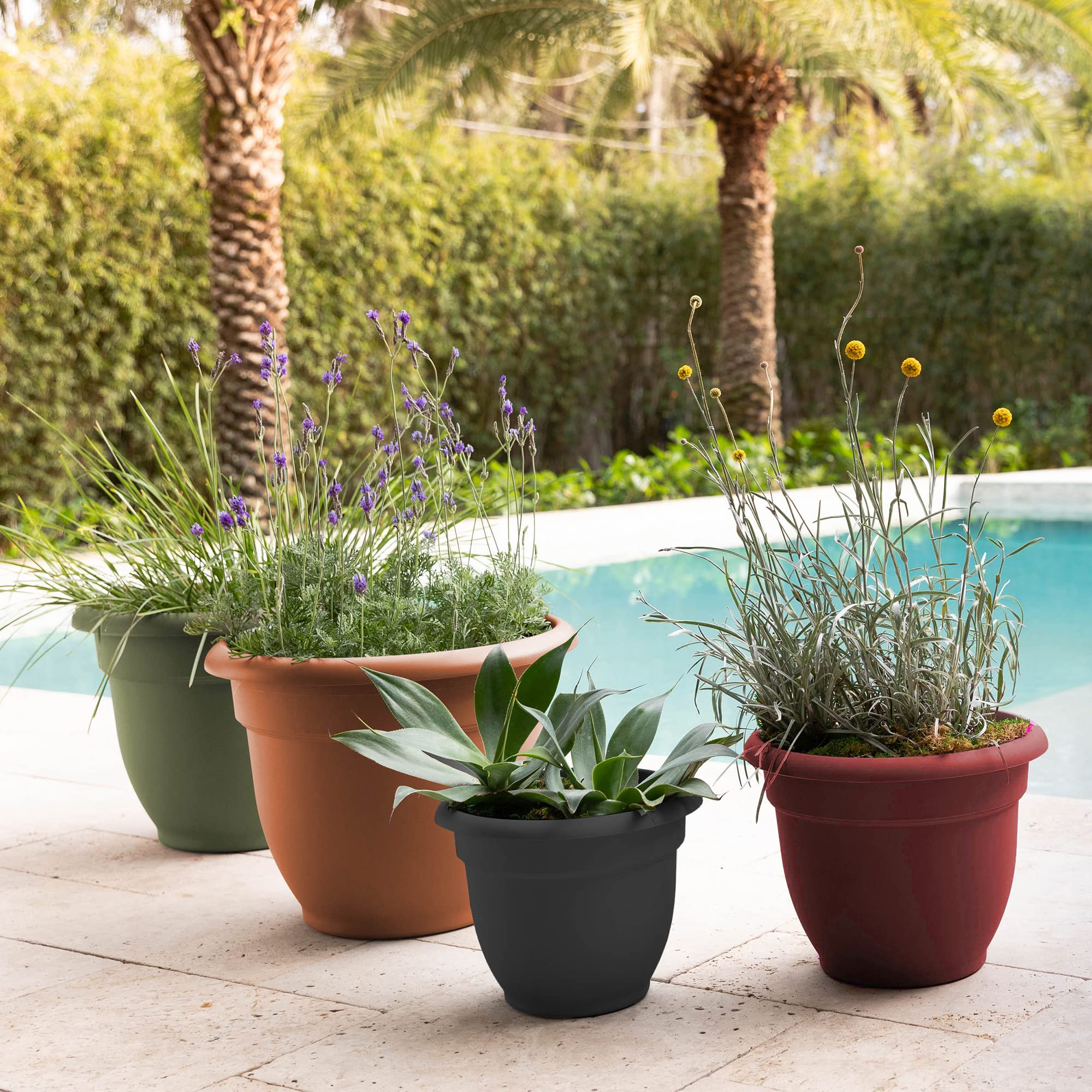 Bloem Ariana Self Watering Planter: 16" - Burnt Red - Durable Resin Pot, for Indoor and Outdoor Use, Self Watering Disk