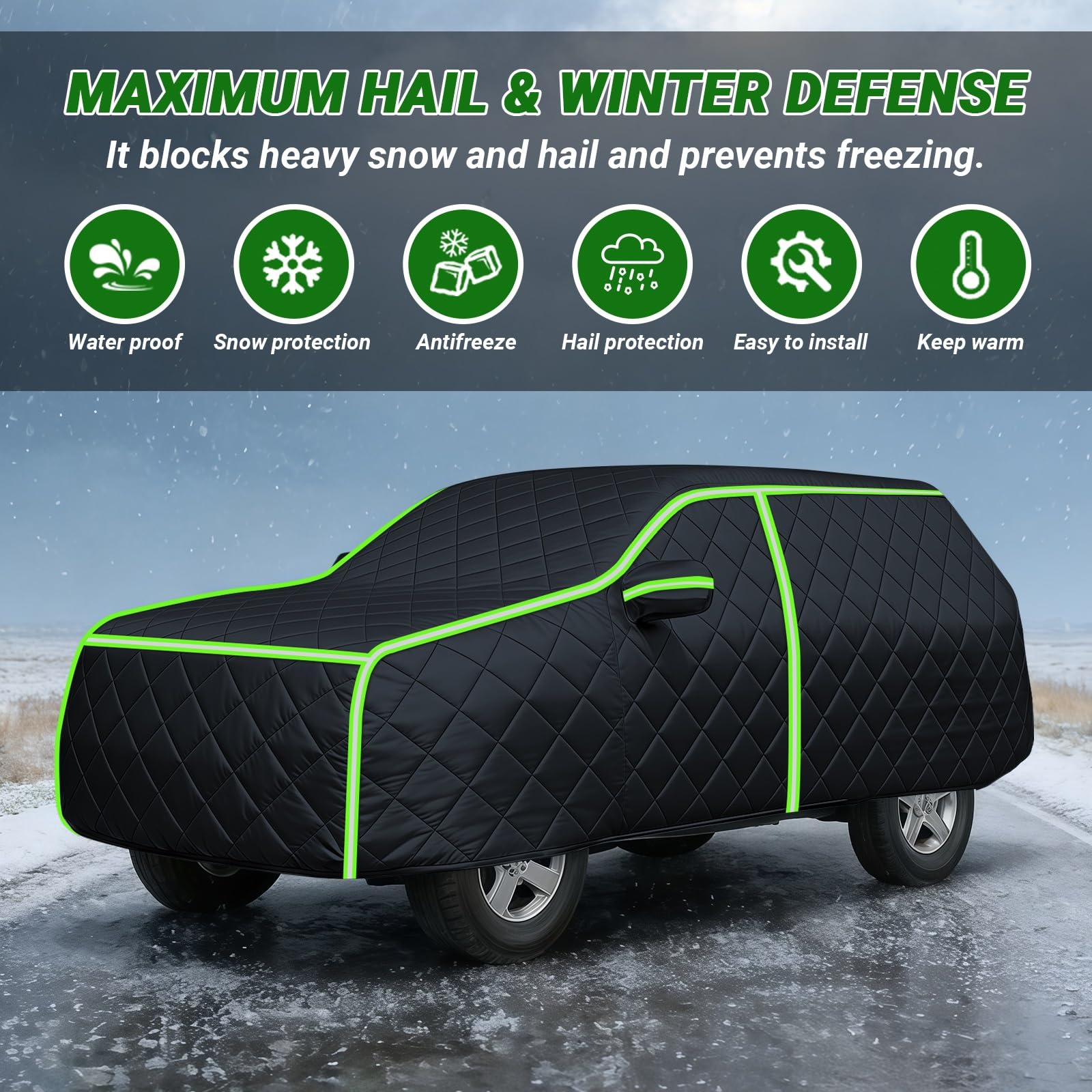 Funda Protectora Coche Exterior para Nissan Terrano II 3 Puertas | 4.080x1.775x1.735 mm,Cubierta Impermeable Transpirable Espesa Cubre Coches,Exteriores Resistente a Granizo