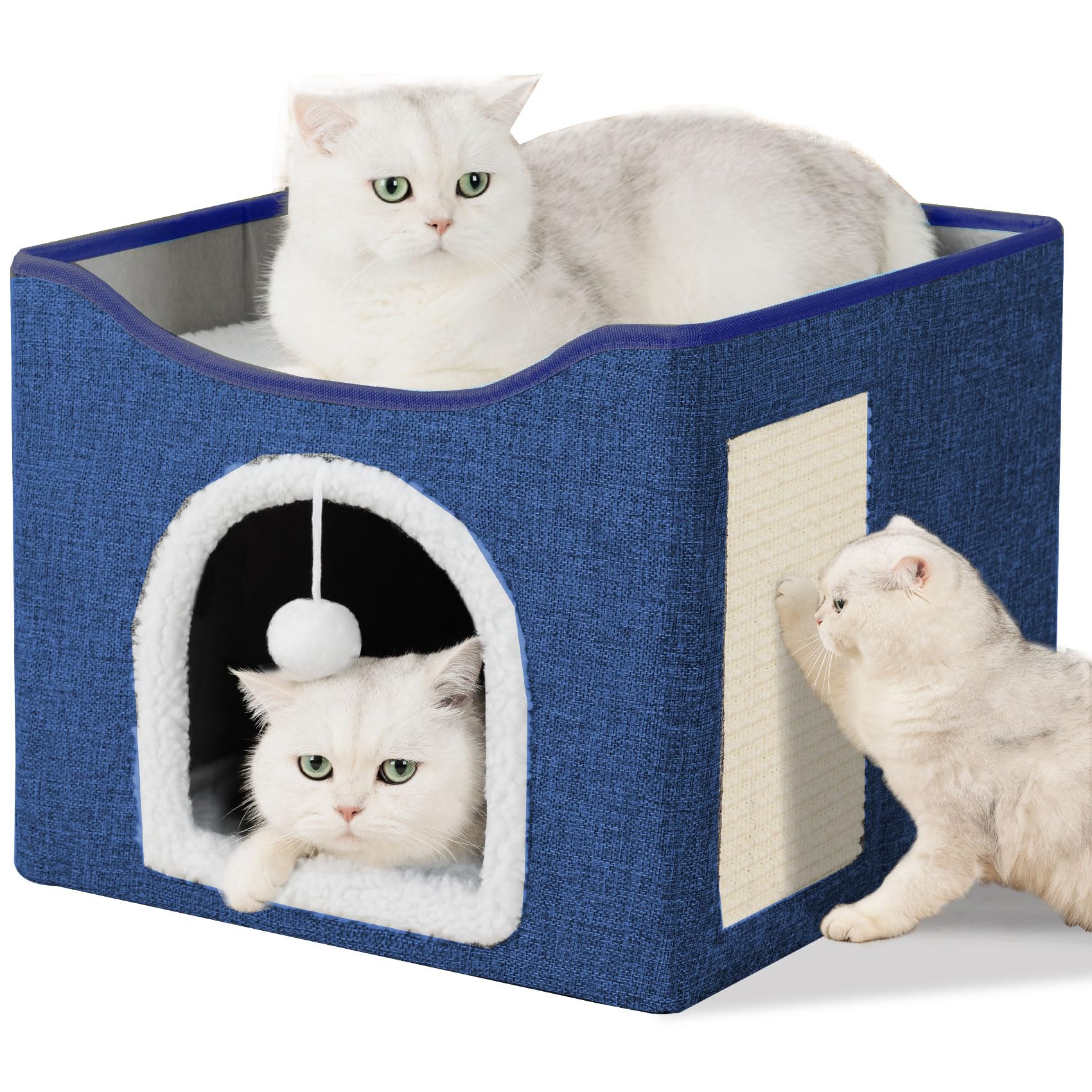 FURRYPAWS Katzenhöhle – Ideal für Katzenhaus Indoor und Outdoor, gemütliche Katzenhöhle für Katzen, perfektes Katzenhaus für Entspannung und Spiel