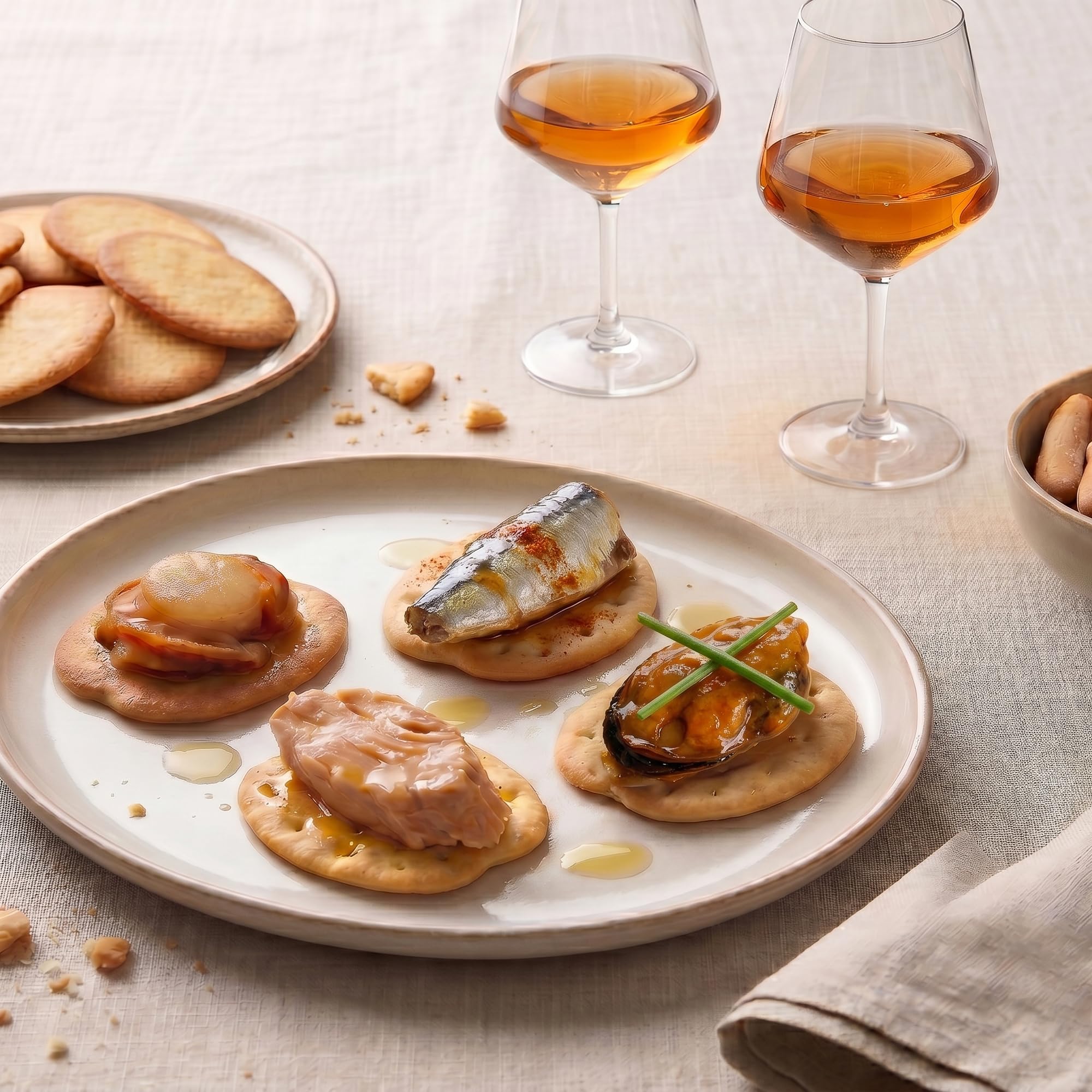 Caja Gourmet Arousa de VinNatura con Conservas Artesanales y Vino Naranja | Regalo gourmet gallego, regalos de empresa, cesta con vino, elaboración tradicional, tarjeta personalizable