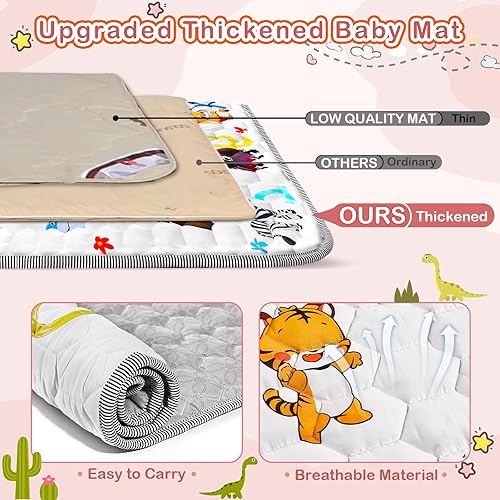 Miniatura 2 de Alfombra de corral de 74 x 50 para gatear de bebés alfombra de juego grande para niños pequeños, alfombra suave antideslizante y lavable, alfombra