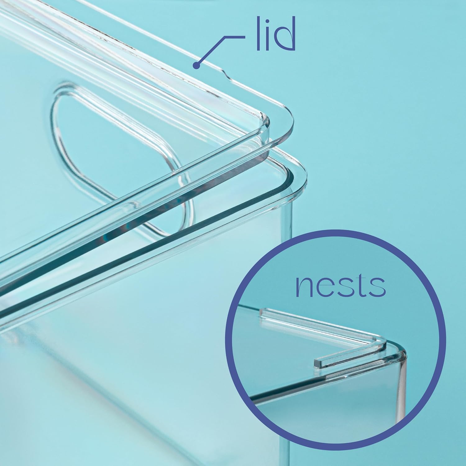 Plastic Clear Stackable Storage Bins with Lids. Great for Pantry or Kitchen Organization. Fridge Organization Containers. Cabinet, Bathroom Organizer. 4 Pack