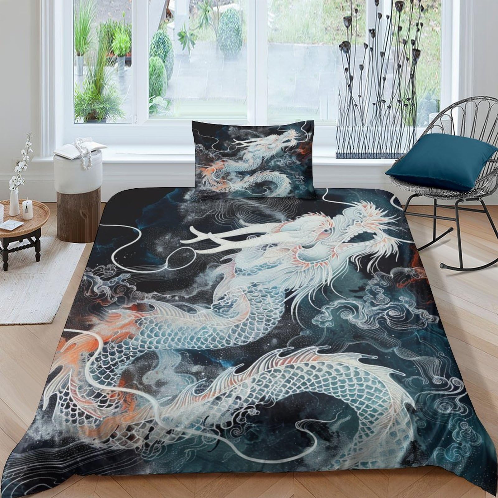 Housse de couette dragon en microfibre pour un sommeil doux et respirant