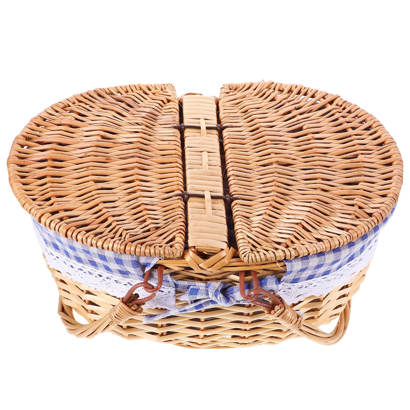 Estilo Rústico, Cesta de Picnic de Mimbre con Tapa para Cocina