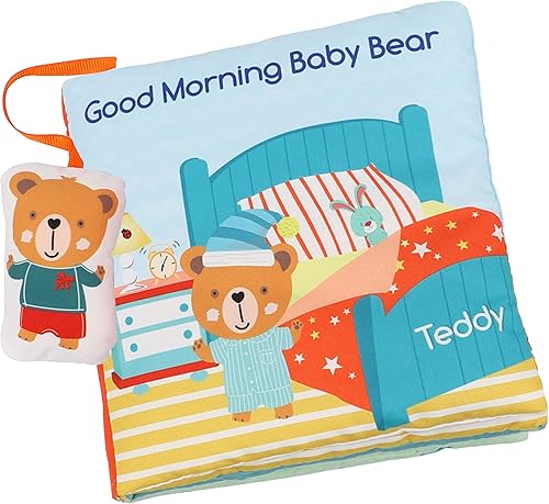 bebe mondo Oso de peluche para bebé, libros arrugados de tela para bebés, juguetes suaves de 0 a 6 a 12 meses, juguete de espejo para el tiempo boca