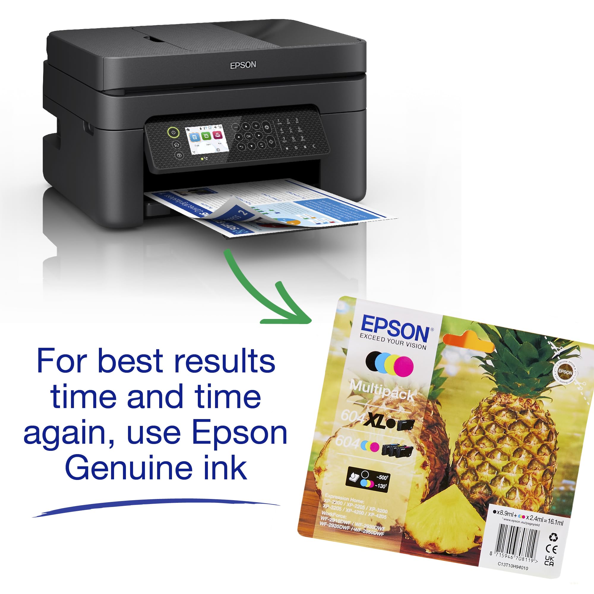Epson Workforce WF-2950DWF - Imprimante multifonction couleur jet d'encre - 216 x 297 mm - A4/Lettre - jusqu'à 10 ppm - 100 feuilles