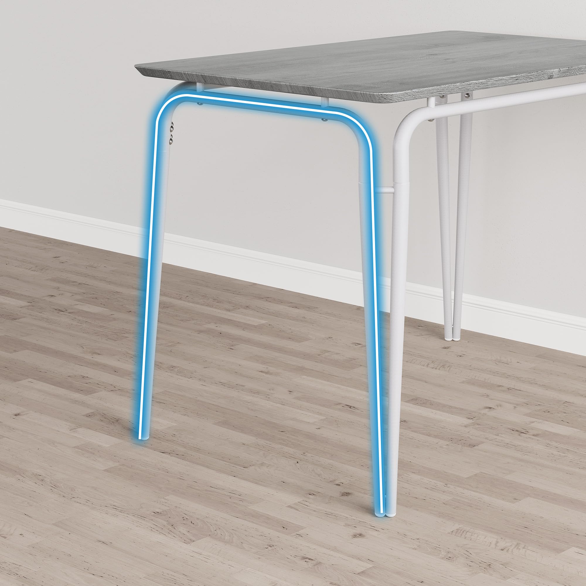 3-Teilige Essgruppe Für 2 Personen, Kleiner Esstisch Mit 2 Stühlen Sitzgruppe, Quadratischer Küchentisch Mit Metallgestell Esszimmergruppe, Für Küche, Wohnzimmer, Apartment, Waschgrau