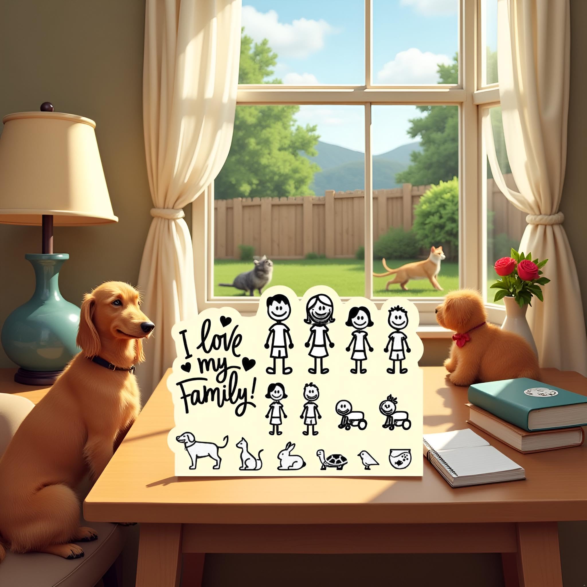 I Love My Family Car Decals - White Vinyl Window Stickers With Pets, Customizable Bling For Cars & Phones (Cat, Dog) - View #3
