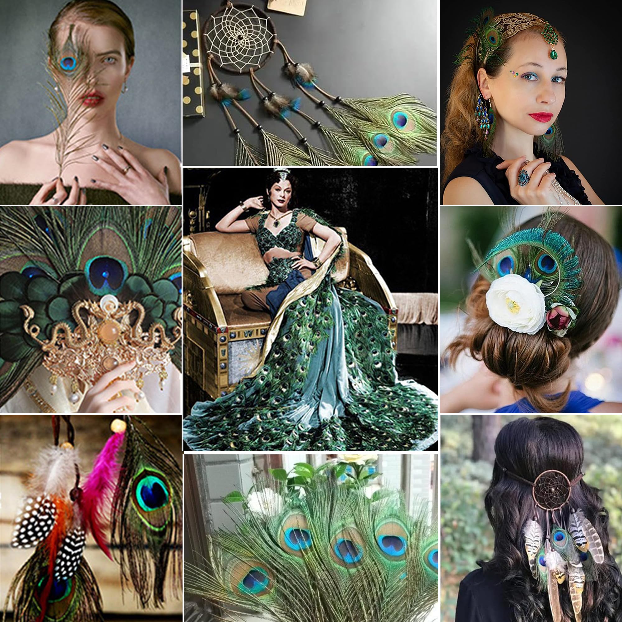 laeeyin 20 piume di pavone naturali, 25 – 30 cm, per fai da te, decorazioni con piume per orecchini fai da te, matrimoni, acchiappasogni, piume copricapo, artigianato scolastico