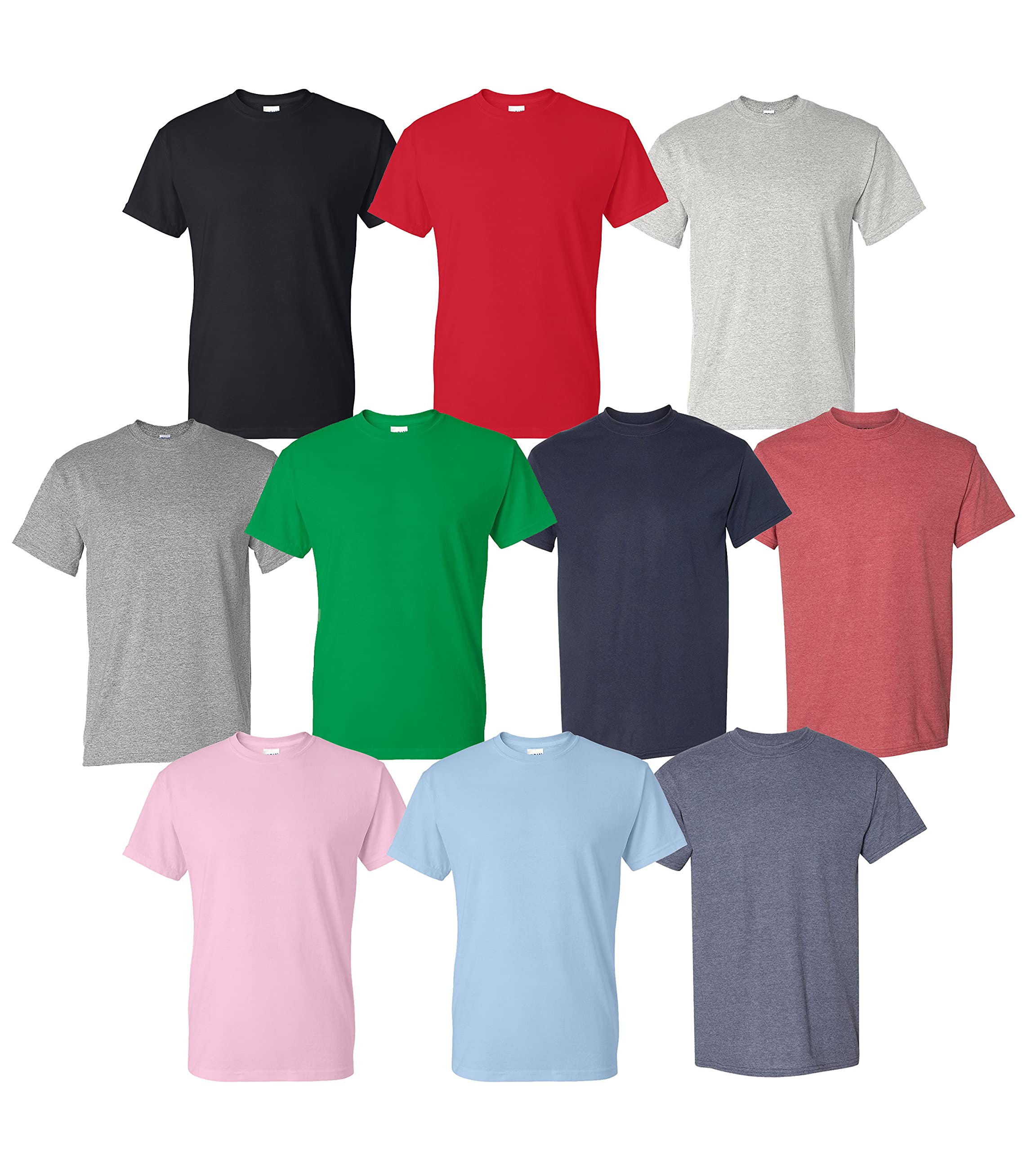 Multipack 8000 Mens Bulk T-Shirts 3 6 10 Pack - Make Your Own Color Set - Crewneck Shirt
