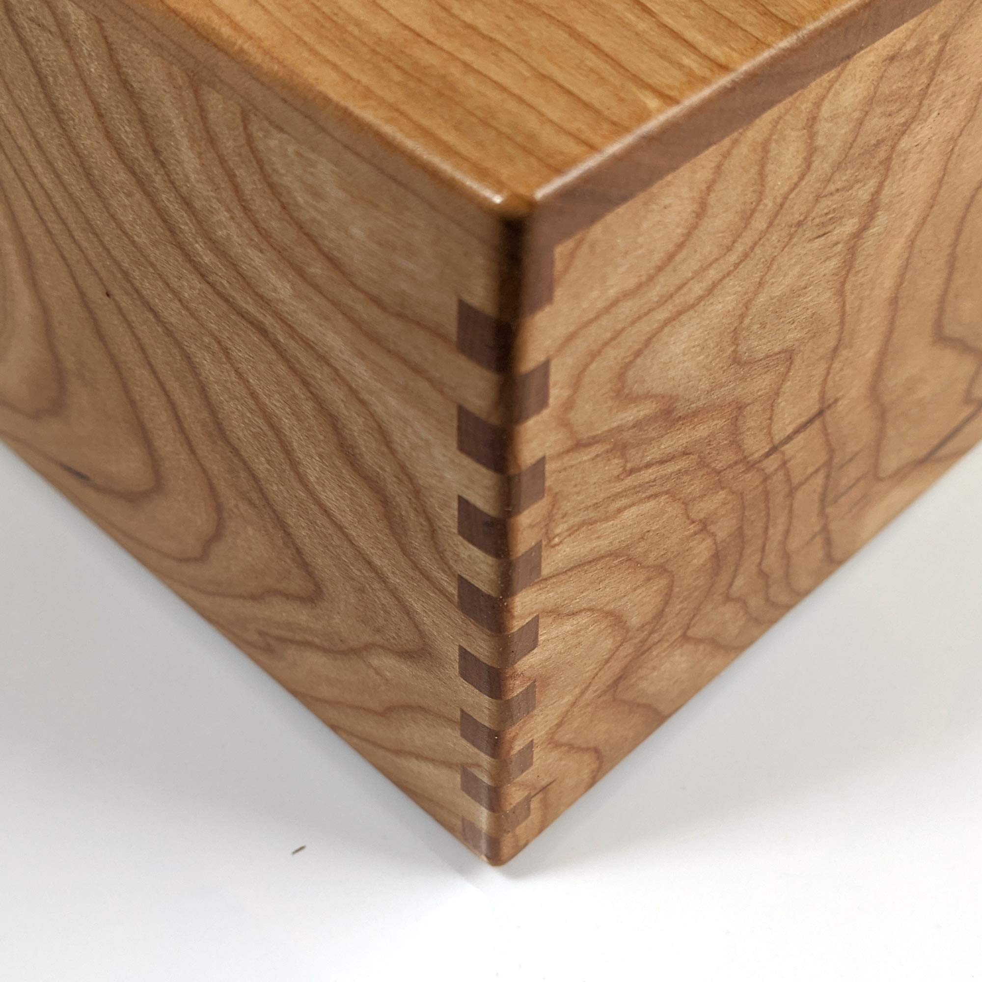 Custom Handmade Tissue Box Cover Holder - Solid Cherrywood/Cherry - Box-Jointed Sides - Rectangle Style