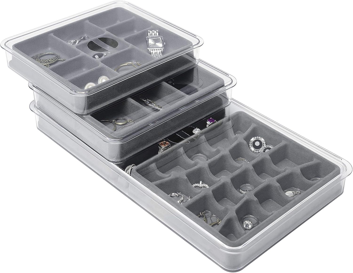 Whitmor Stackable Jewelry Tray 20-Section : Home & Kitchen