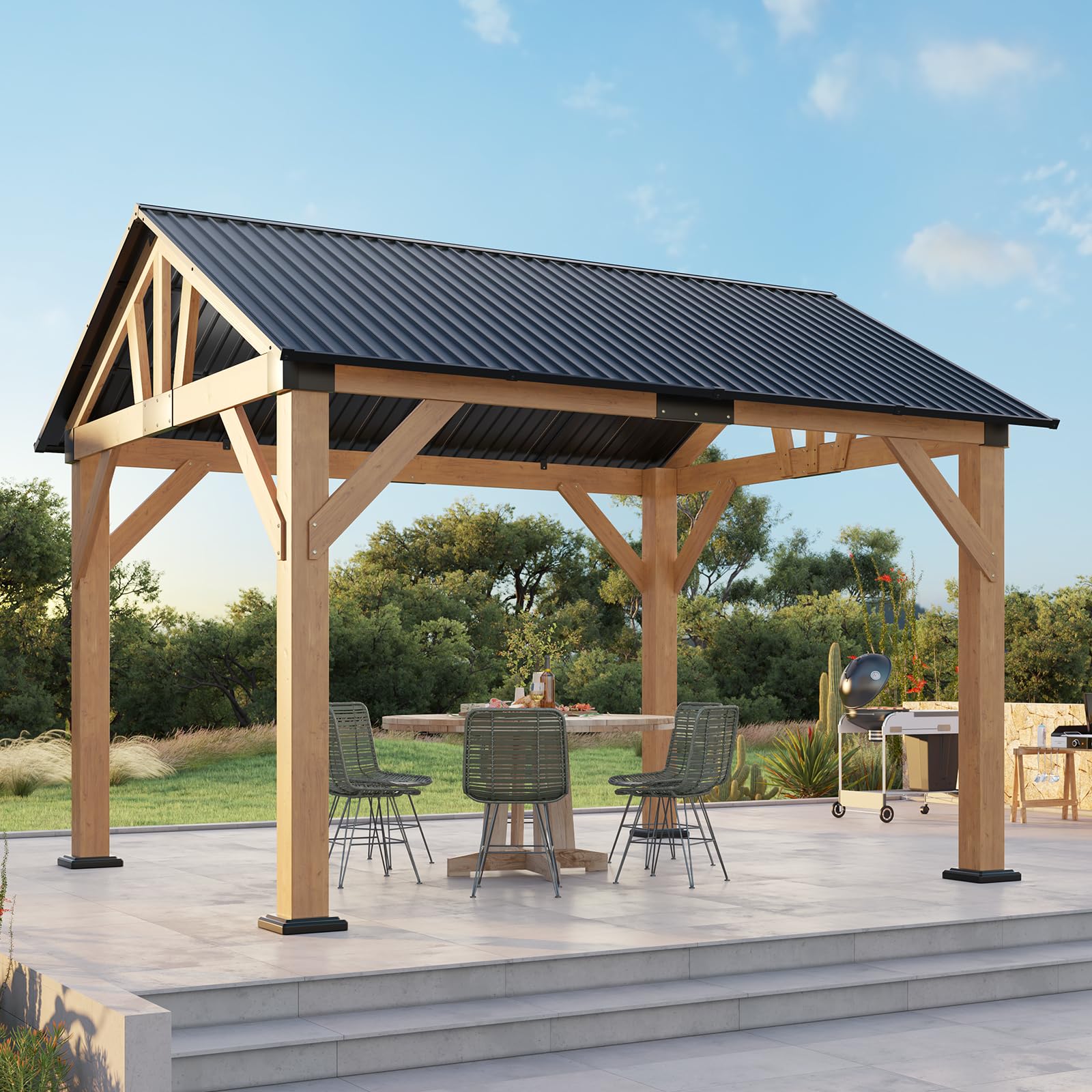 LUXOAK 10x12 Spruce Wood Gazebo