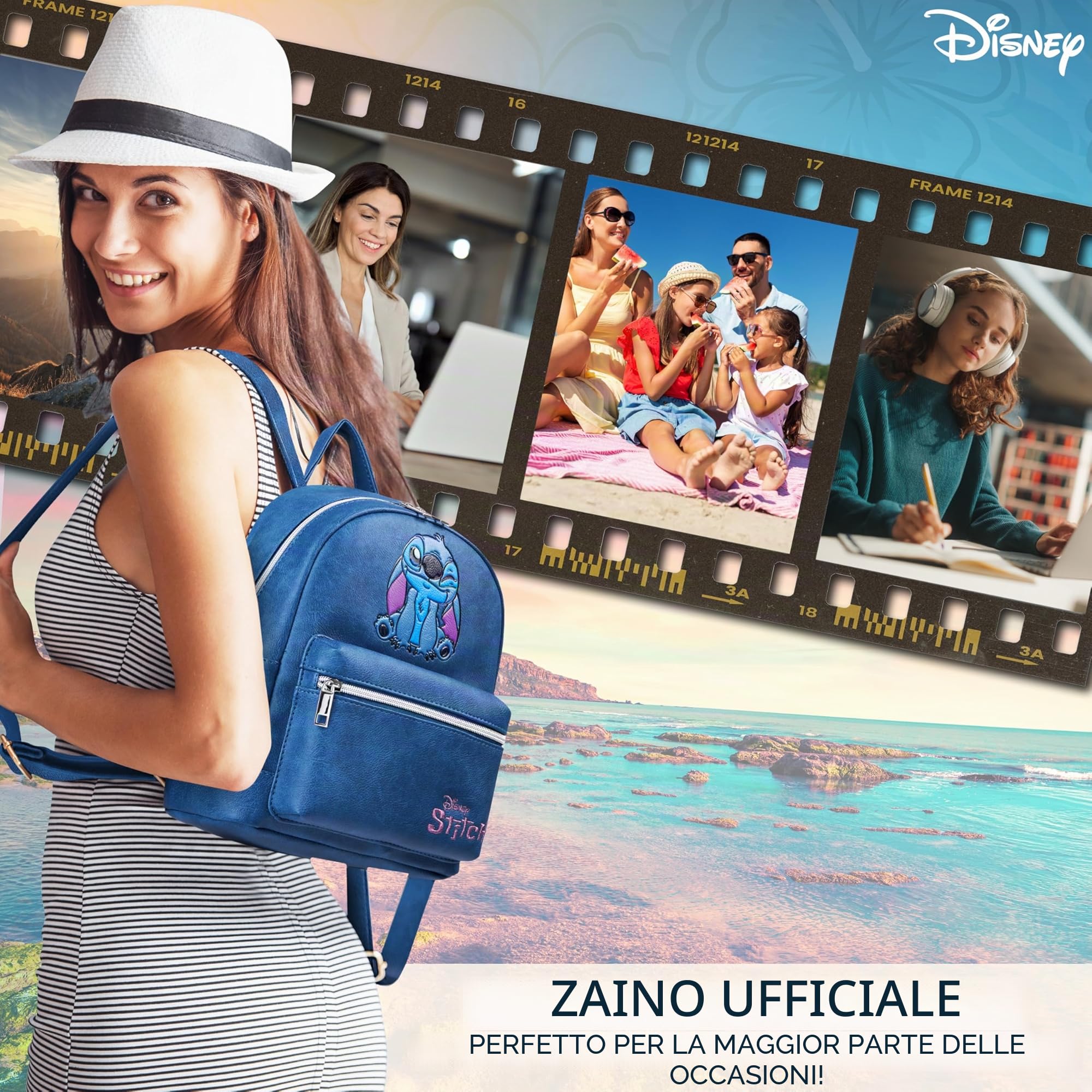 Disney Stitch Zaino Donna Zainetto Ragazza Adolescenti Mini Zaino da Viaggio Ecopelle Borsa a Tracolla Moda Regali per Lei