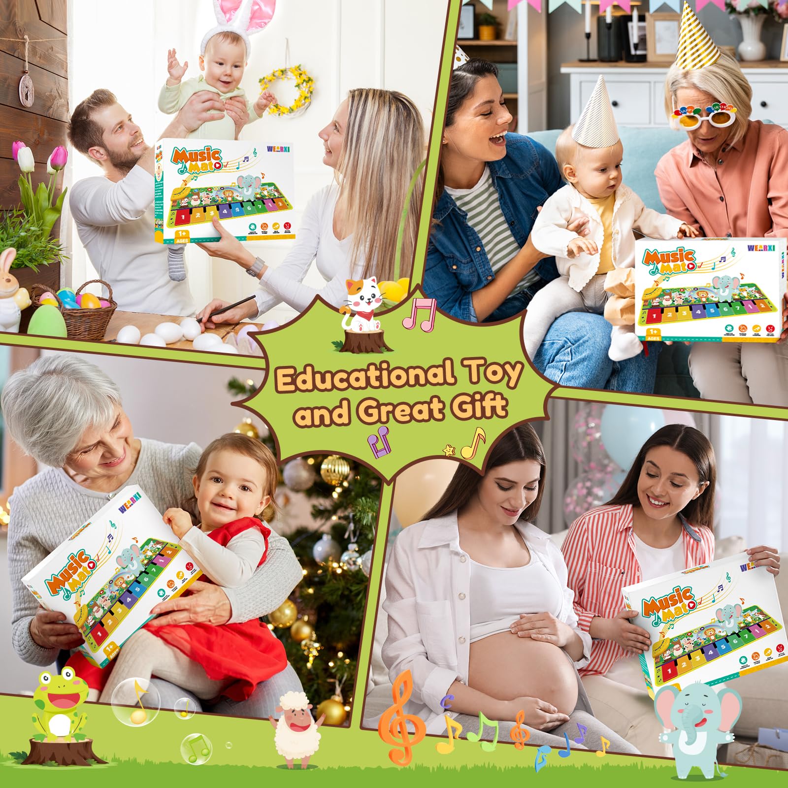WEARXI Regalo Bambino 1 Anno Tappeto Musicale, Giochi Bambini 1 Anno, Gioco Bambino, Regalo Bimba, Giocattoli Bambino, Giochi Bimba, Regalo Bimbo, Regalo Bambina per Bambini e Bambine da 1 a 5 Anni