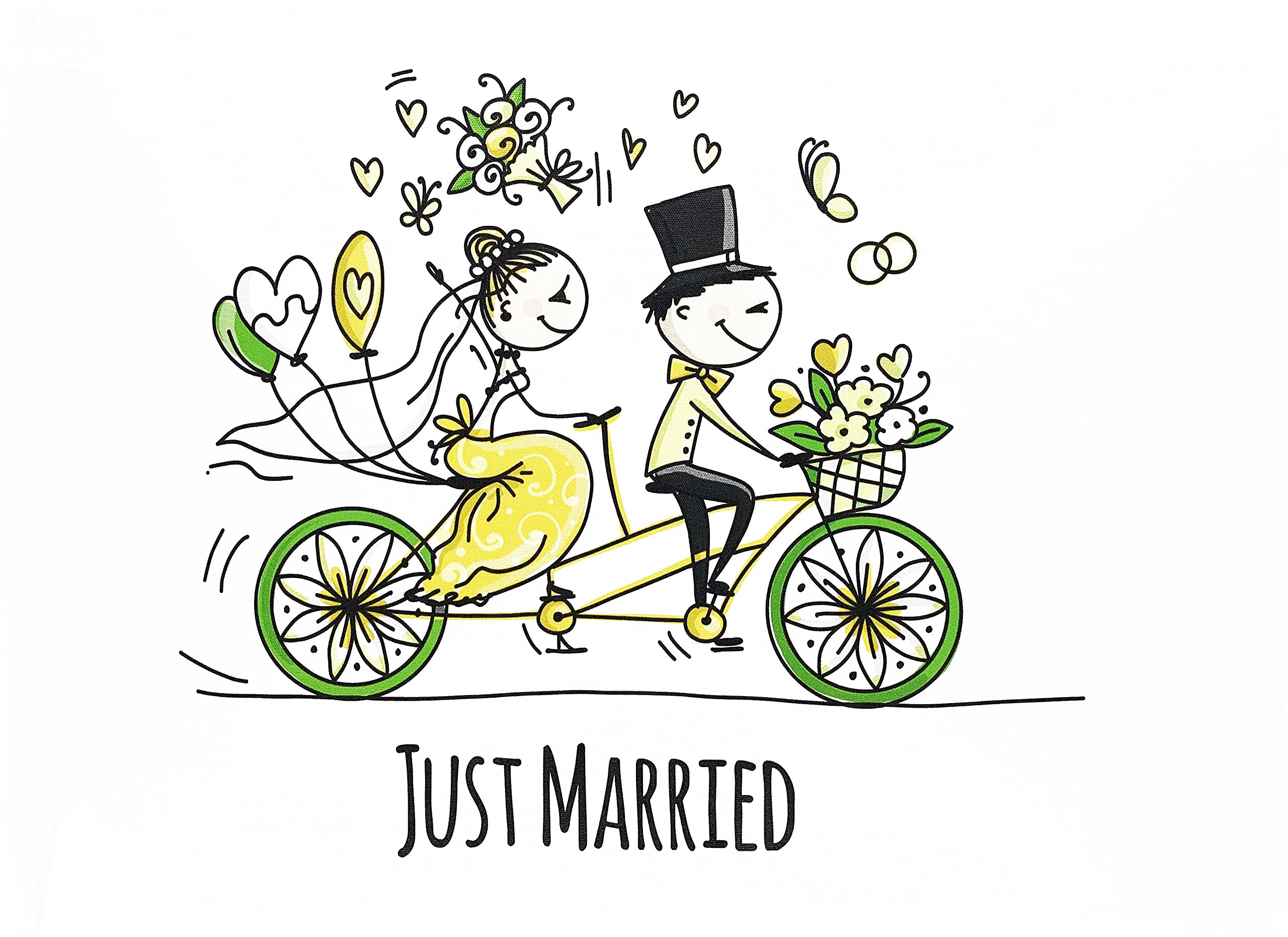 Half A Donkey White Just Married Large Cotton Tea Towel