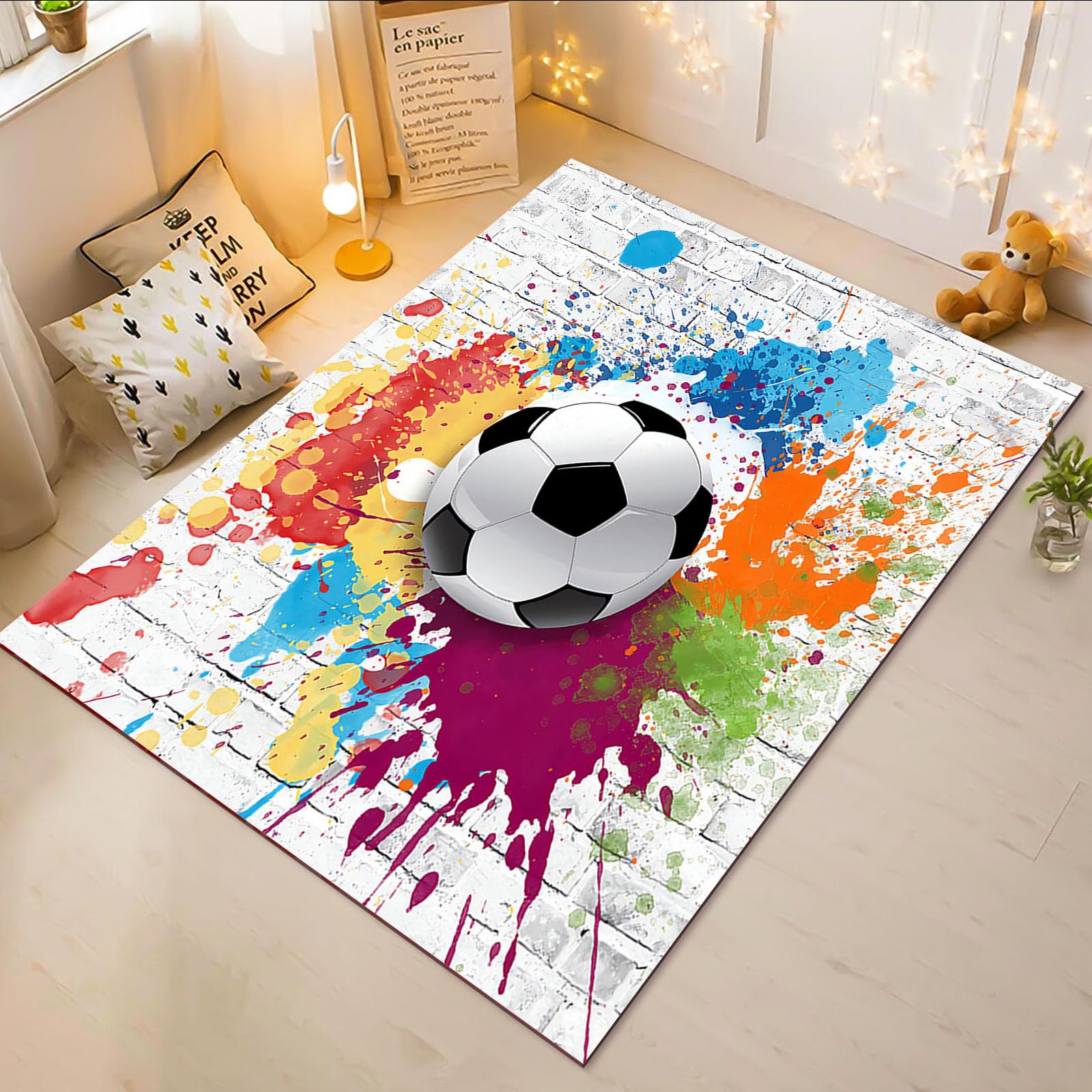 Tapis de football grand format, tapis de jeu enfants anti-froid pour salon