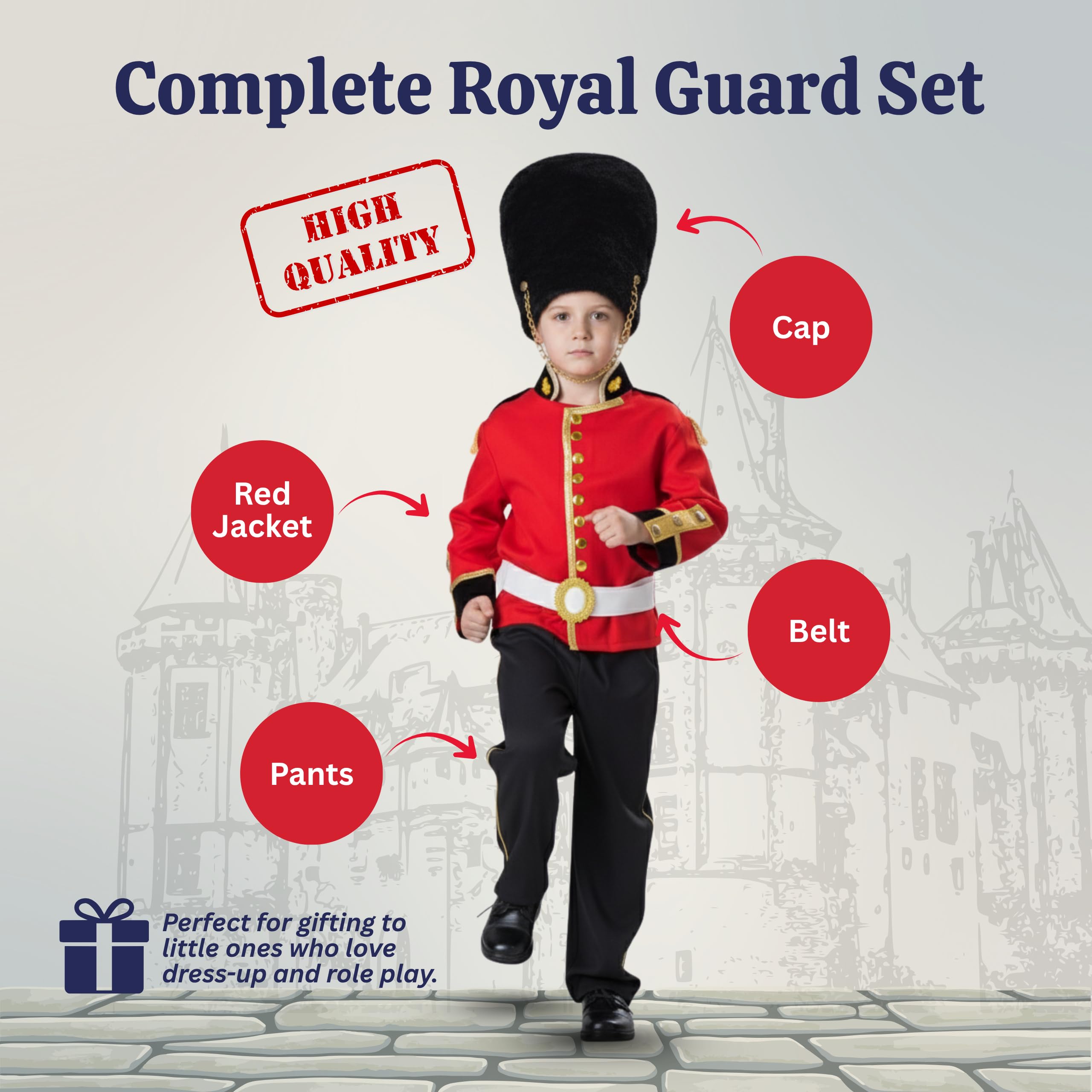 Dress Up America Disfraz de Guardia Real de lujo para niños
