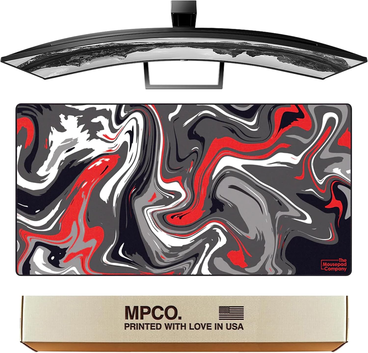 MPCO. Original Large Gaming Desk Mat – 36" x 17" Duraglyde Strata Red & Black Full Desk Mouse Pad for Smooth Precision – Non-Slip, Washable Extra-Large PC Mouse Pad for Gaming Sessions