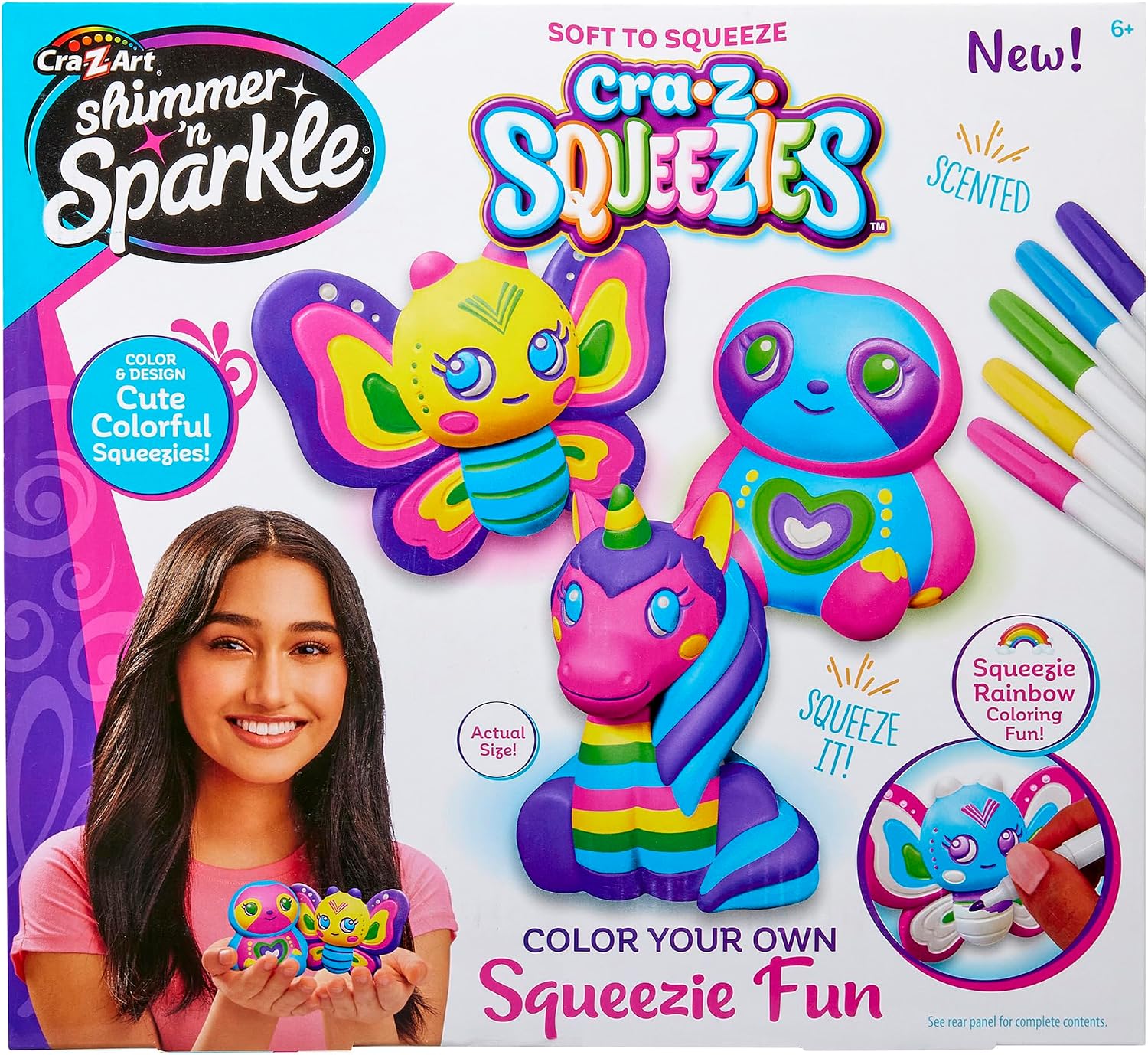 Shimmer ‘n Sparkle CRA-Z-Squeezies Color Your Own Squeezie Fun – 3 Count Butterfly, Unicorn and Owl Arts and Crafts Activity for Ages 6 and Up