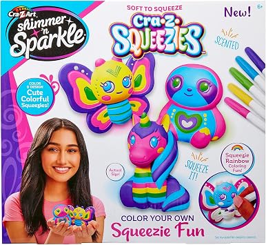 Shimmer n Sparkle CRA-Z-Squeezies Color Your Own Squeezie Fun 3 Count Butterfly, Unicorn and Owl Arts and Crafts Activity for Ages 6 and Up