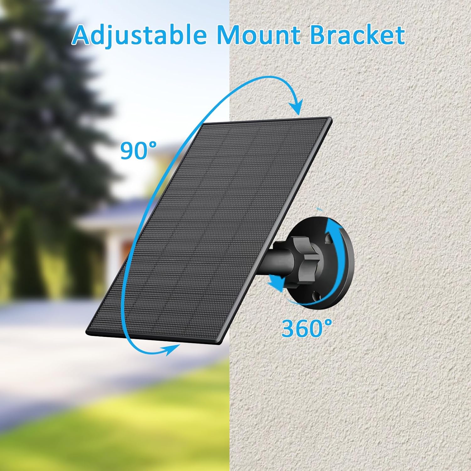 FUTUREZEN 2W Solar Panel for Security Camera Outdoor, 5V USB/Type-C Solar Charger Compatible with Rechargeable Battery Cameras, IP65 Waterproof, 360° Adjustable Mount, 7.2ft Cable (2 Pack, Black)