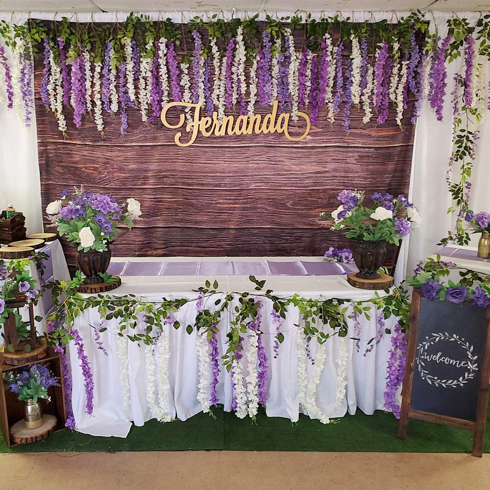 Ghirlanda di glicine artificiali da appendere, fiori finti, seta, viti, rattan, decorazione per casa, matrimonio, fiocco, parete, giardino, verde, camera da letto, esterno, ufficio, feste (24