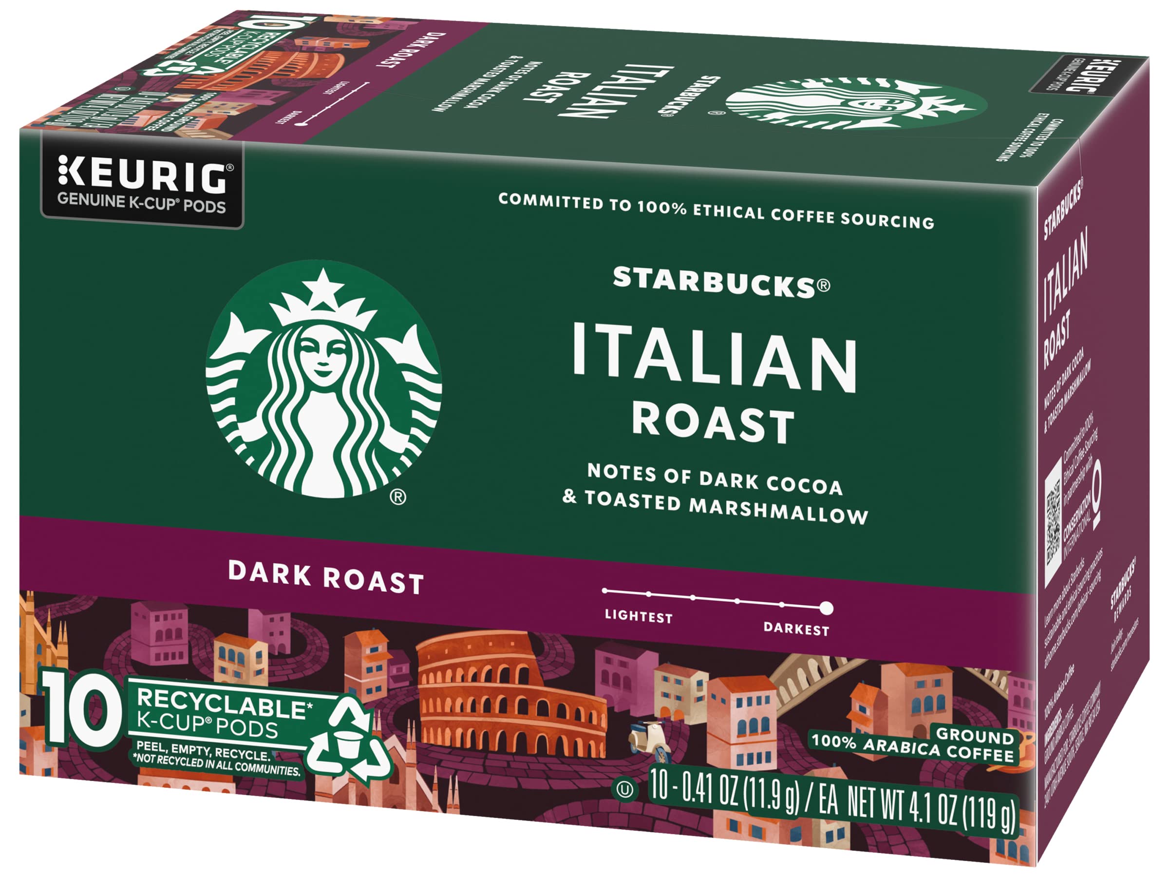 Amazon.com: Starbucks Coffee K-Cup Pods, Italian Roast Coffee, Dark Roast,  100% Ground Arabica Coffee, Keurig Genuine K-Cup Pods, 10 CT K-Cups Per Box  (Pack of 2 Boxes) : Grocery & Gourmet Food
