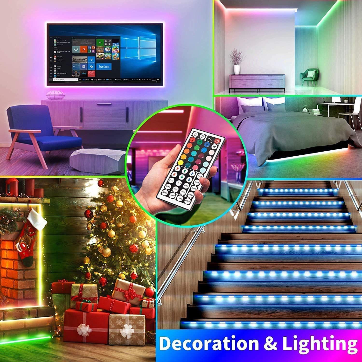 Gimisgu Taśma LED 9 m RGB LED 12 V samoprzylepna taśma LED 5050 SMD elastyczna taśma LED z 44 przyciskami, pilot zdalnego sterowania, do pokoju, kuchni, na imprezę (4 + 5 m)