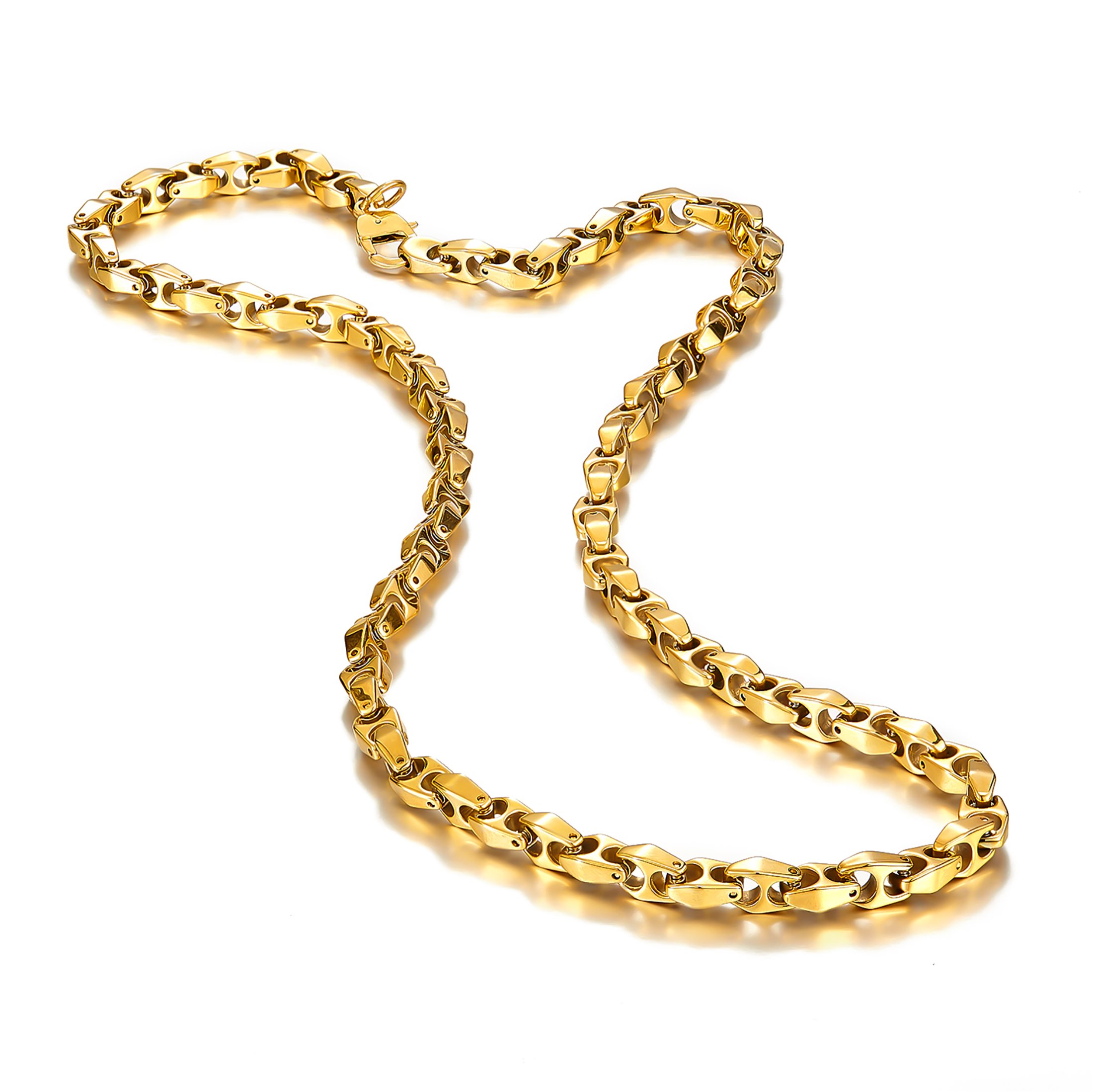 Urban Jewelry Unique Astro Snake - Cadena de eslabones de tungsteno dorado o plateado para hombre (pesada, sólida), tungsteno, No es una piedra preciosa
