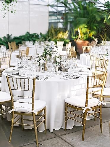 Miniatura 167 de Pesonlook Paquete de 4 manteles redondos blancos de 90 pulgadas, mantel de poliéster para mesas redondas, mantel lavable, resistente a las manchas
