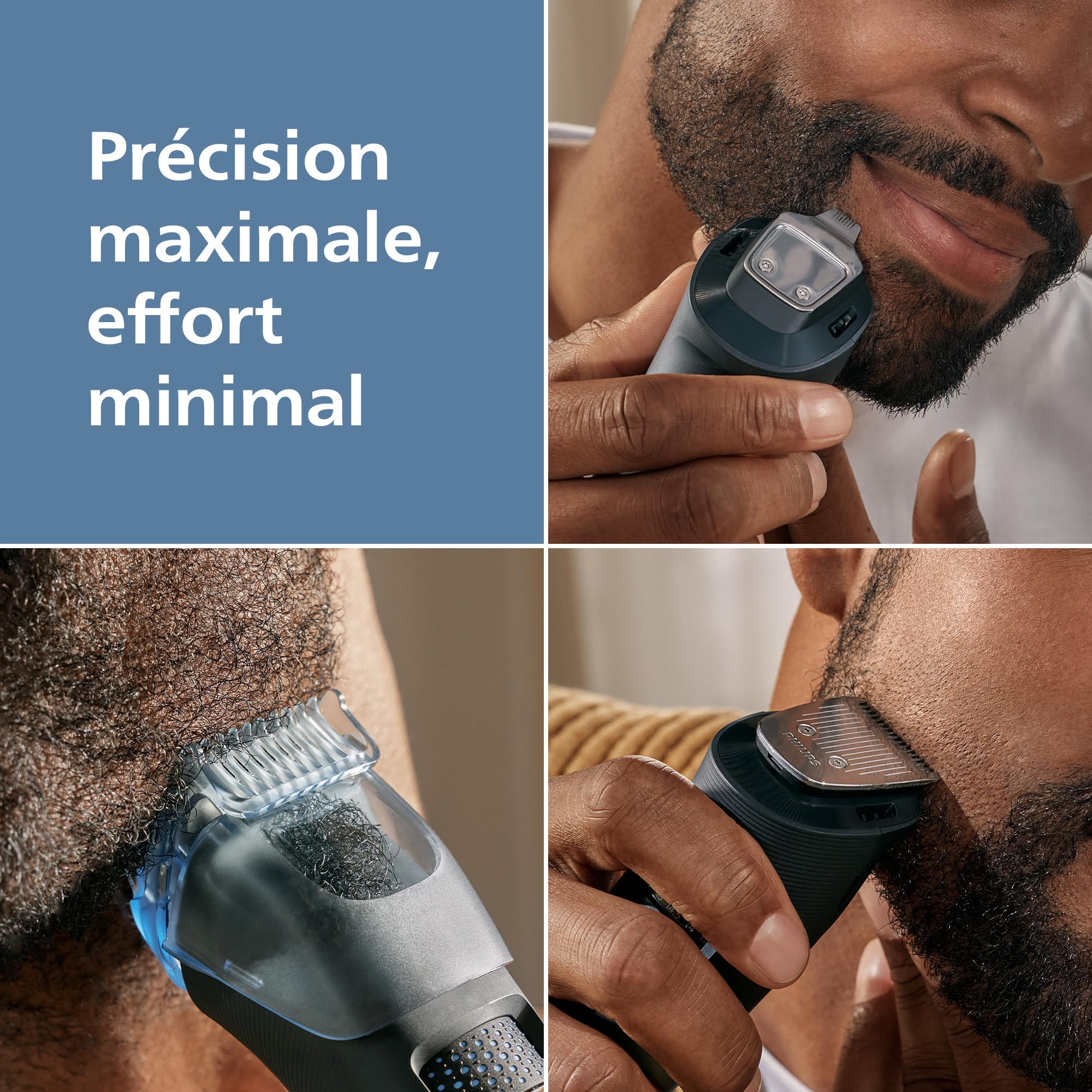 Philips Tondeuse à barbe série 5000 - Lames en métal auto-affûtées, 40 hauteurs de coupe réglables, Technologie BeardSense, Système collecte des poils, 100% étanche, Pochette, Modèle BT5765/15
