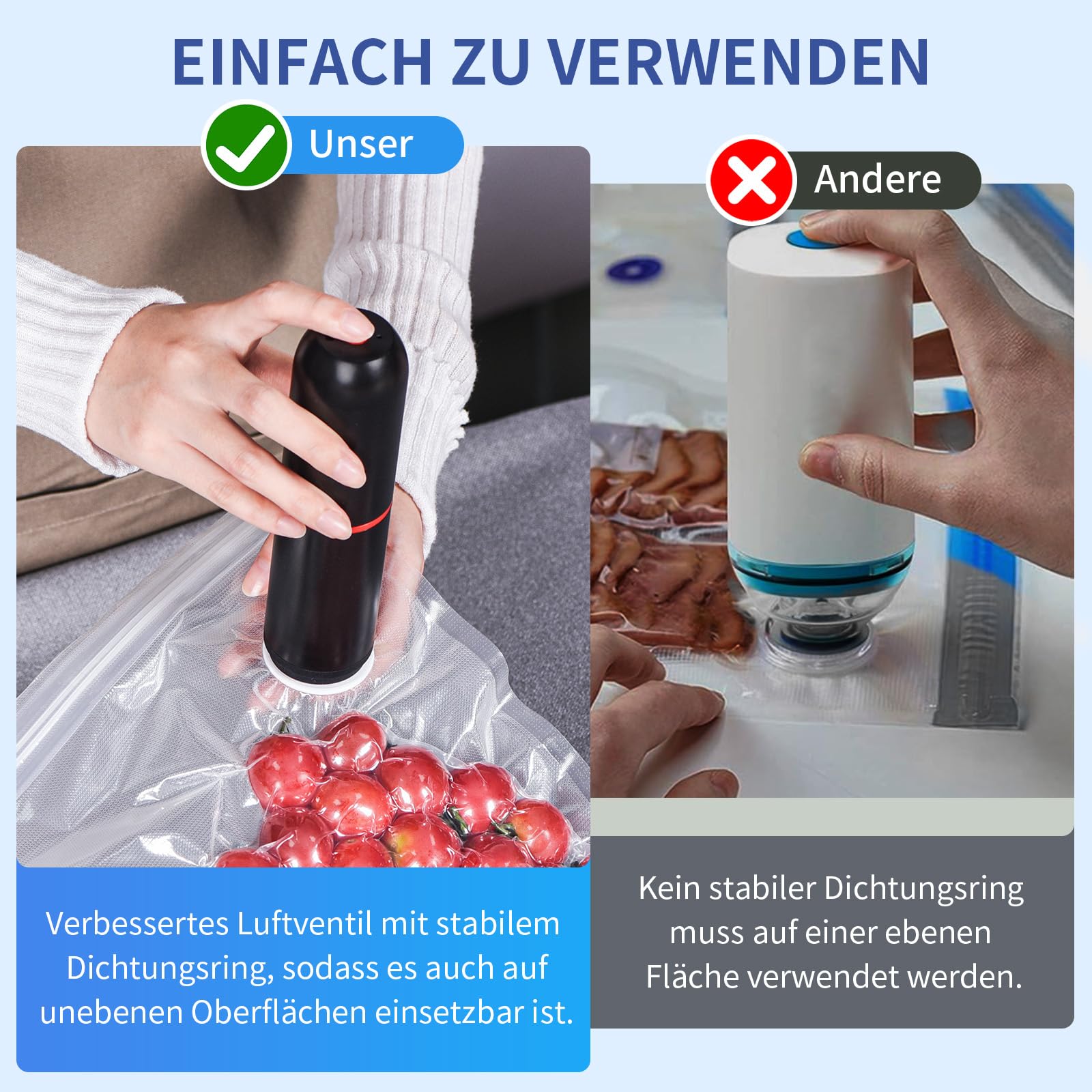 Machine Sous Vide Alimentaire AIRMSEN Portable - 40kPa, 11 Sacs Inclus, USB-C