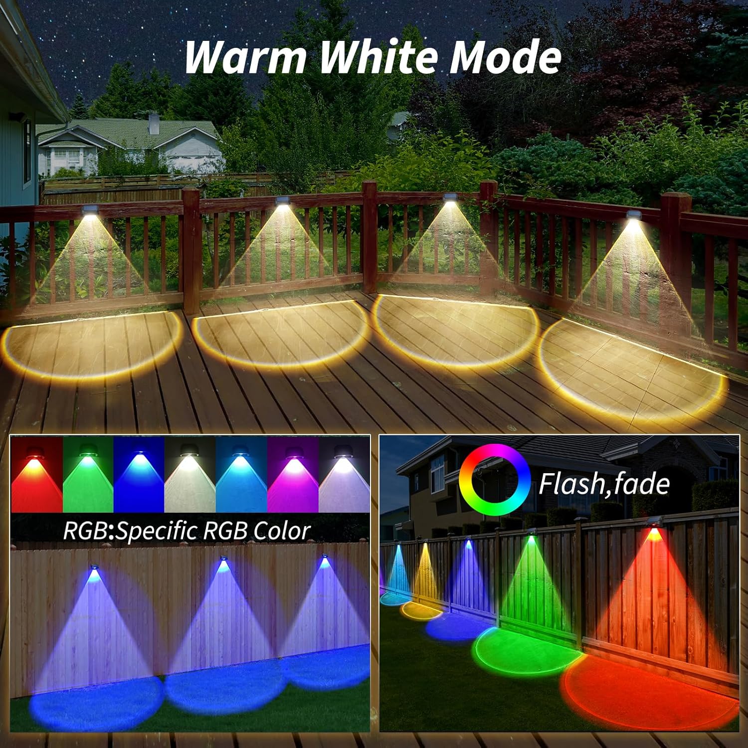 Outdoor Solar Lights for Fence, 8 Pack