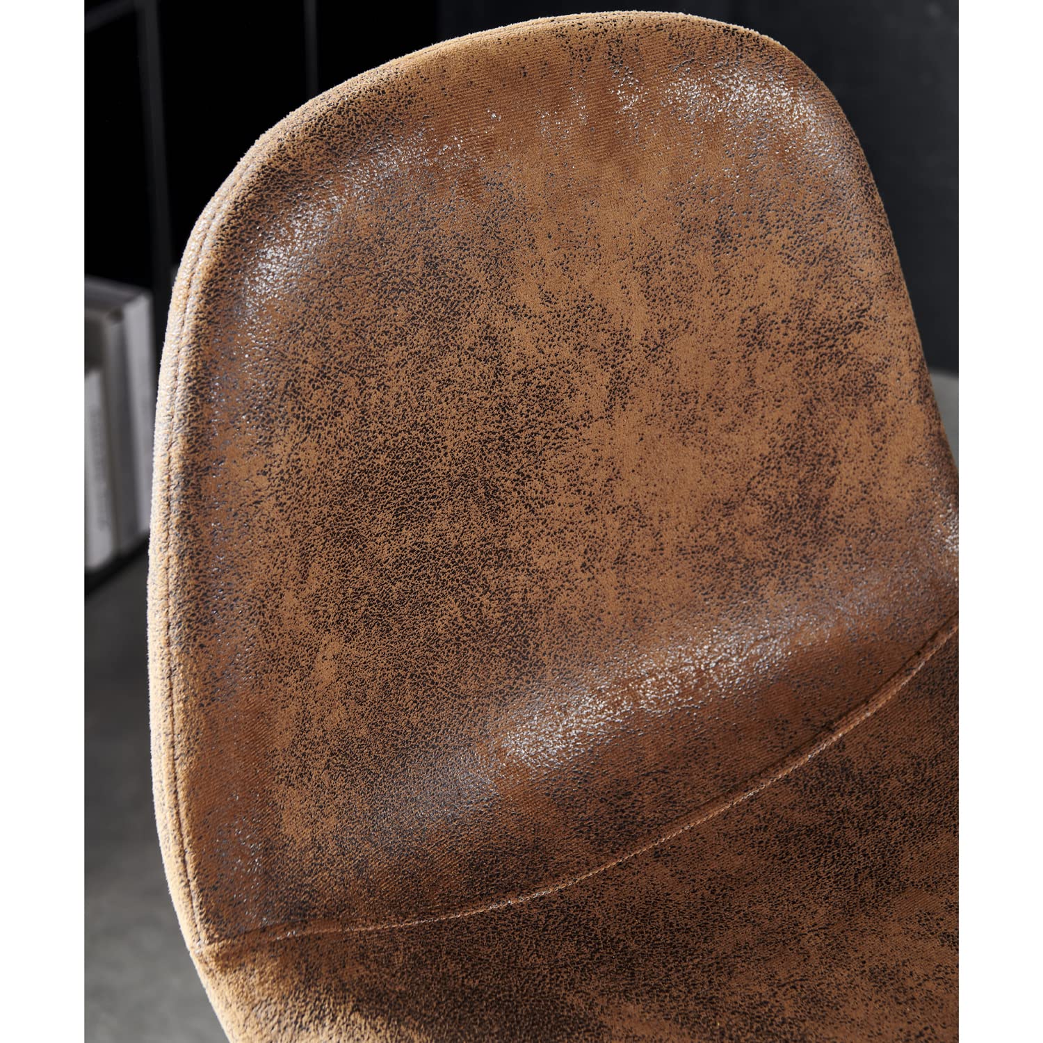 MEUBLE COSY Juego de 2 Taburete de Bar con Respaldo y Reposapiés Tapizados de Gamuza Vintage Industrial Asiento de 76 cm de Altura para Cocina, Bar, Comedor, Marrón